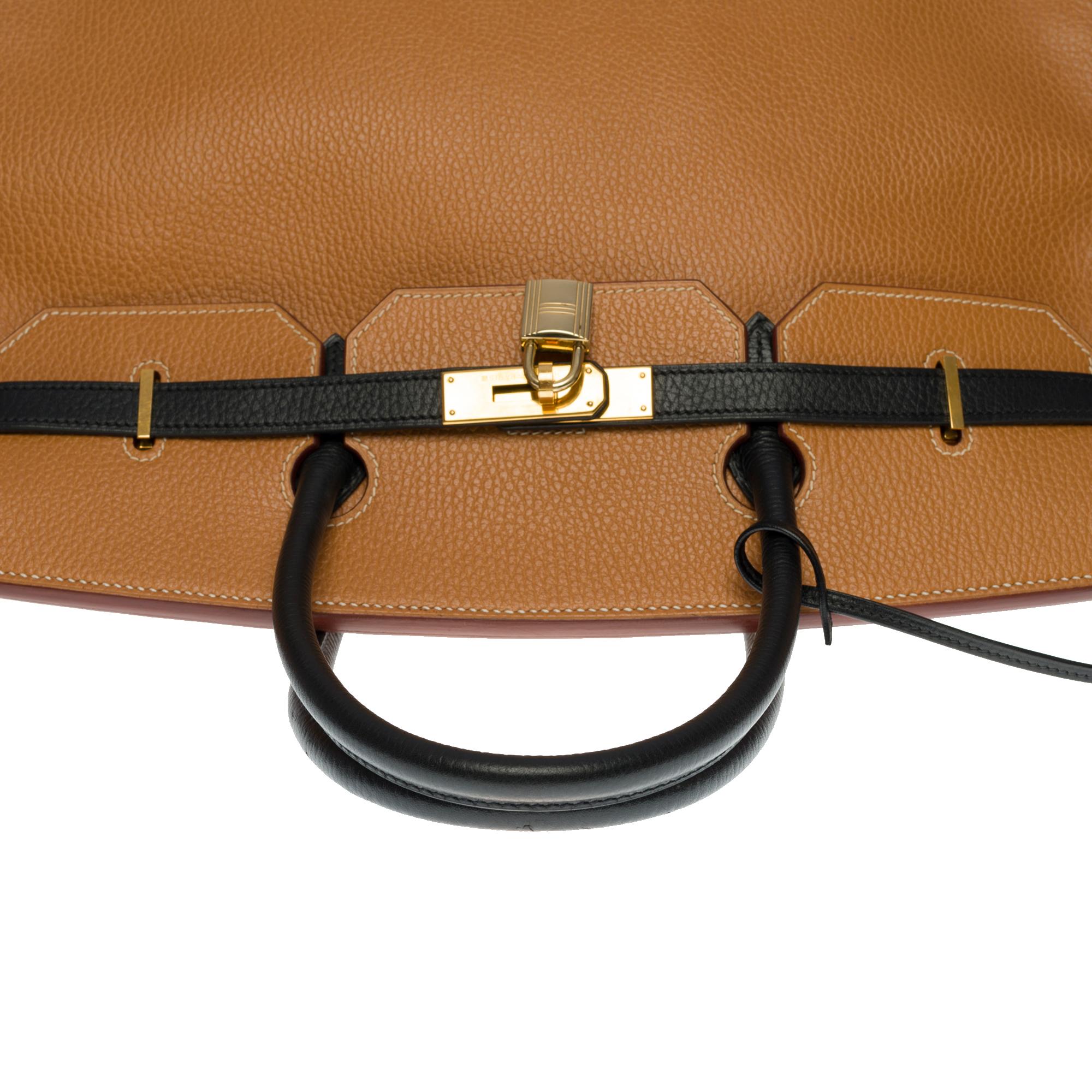 Rare Hermes Birkin 40cm handbag in Gold & black Vache Ardenne leather, GHW 2