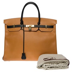 Rare Hermes Birkin 40cm handbag in Gold & black Vache Ardenne leather, GHW