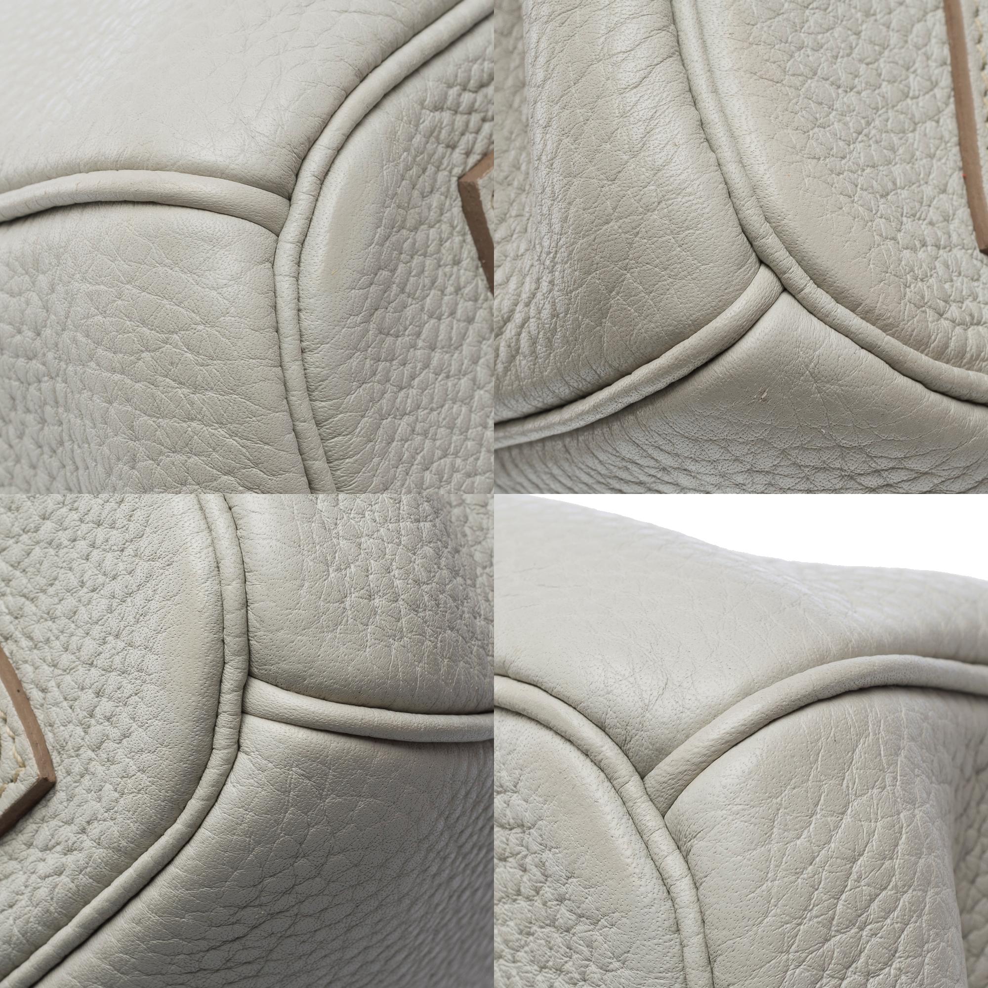 Rare Hermès Birkin Club 35 handbag in grey, white leather and blue lizard, SHW For Sale 9