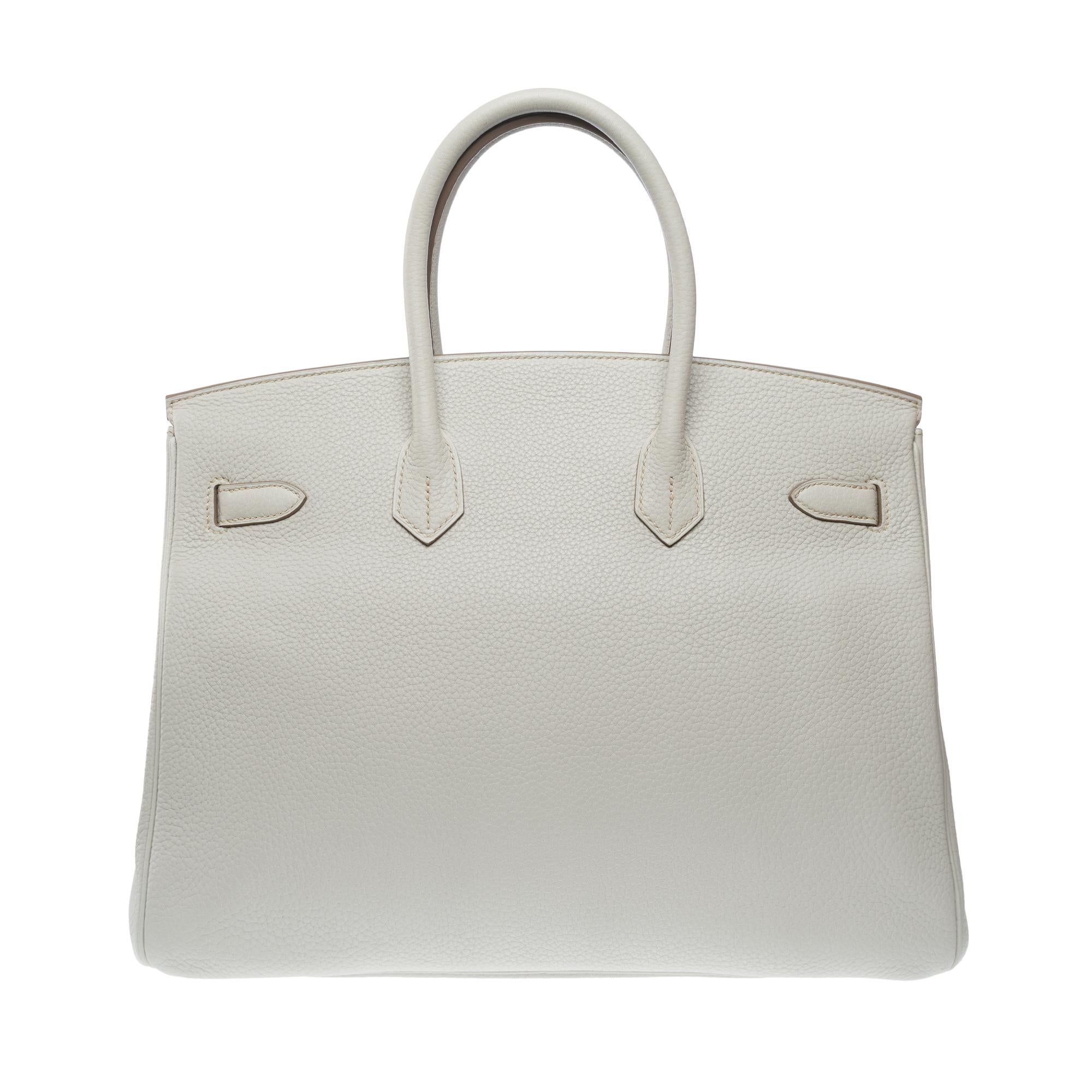Rare Hermès Birkin Club 35 handbag in grey, white leather and blue lizard, SHW For Sale 1