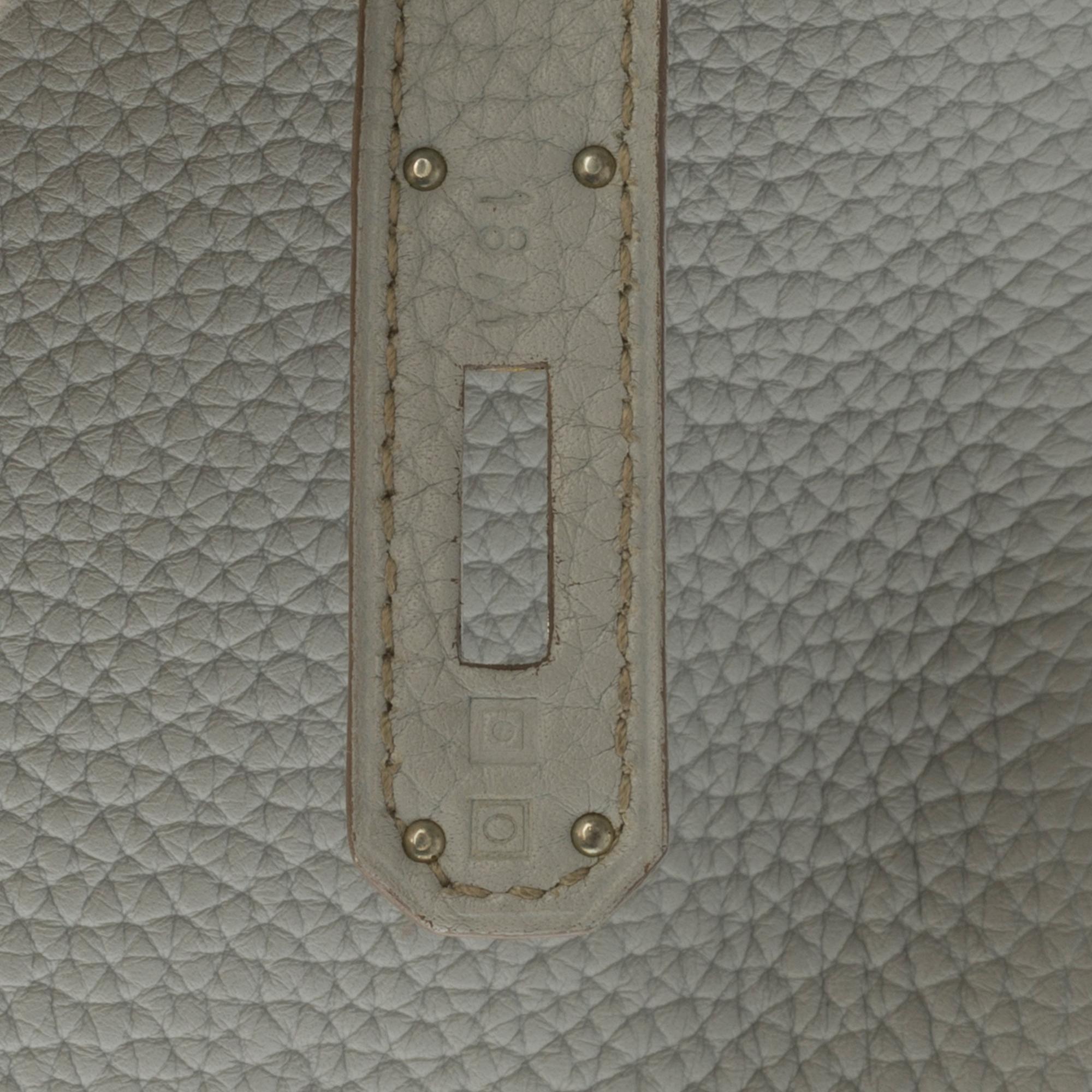 Women's Rare Hermès Birkin Club 35 handbag in grey, white leather and blue lizard, SHW