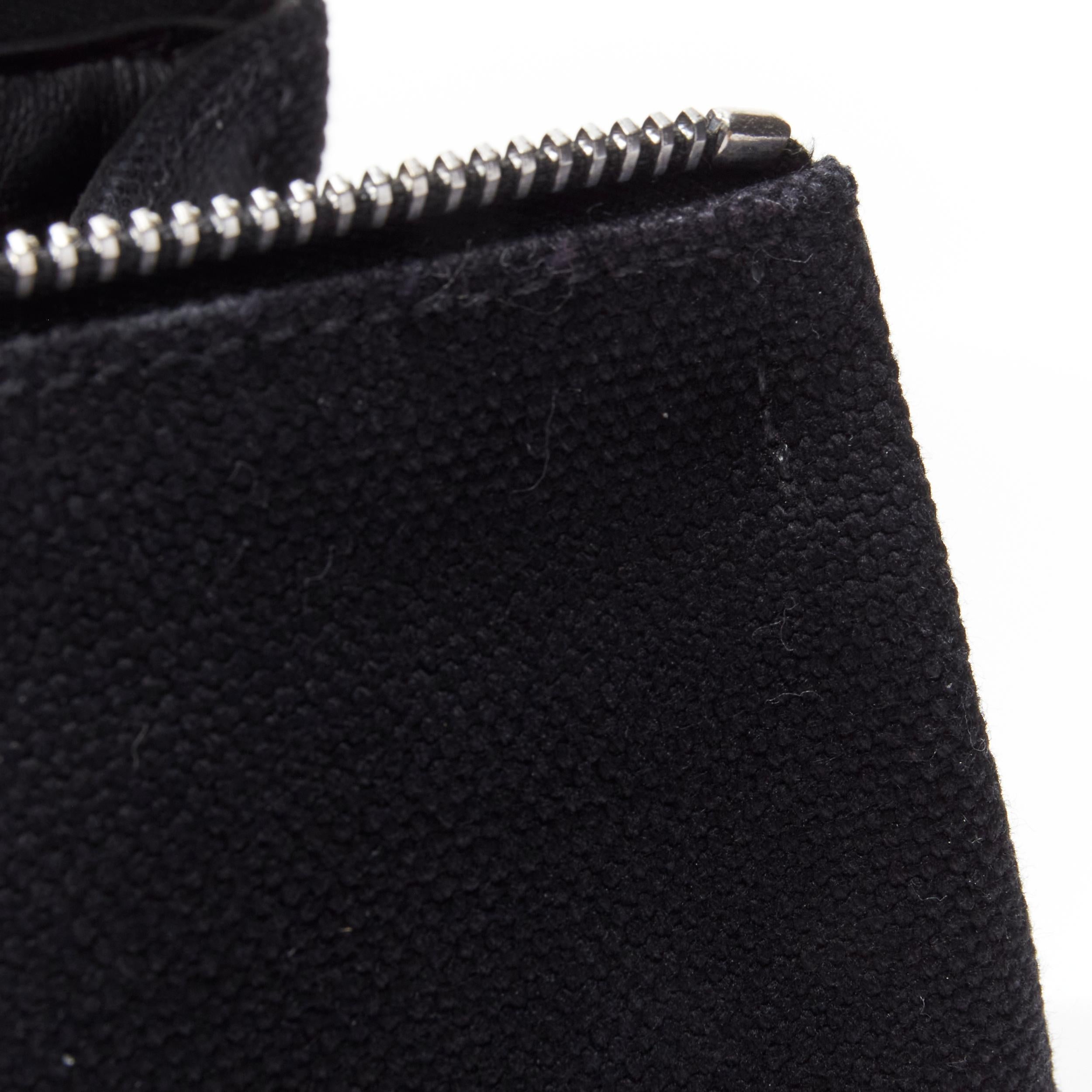 rare HERMES black canvas silver leather 2-in-1 convertible shoulder bag 2