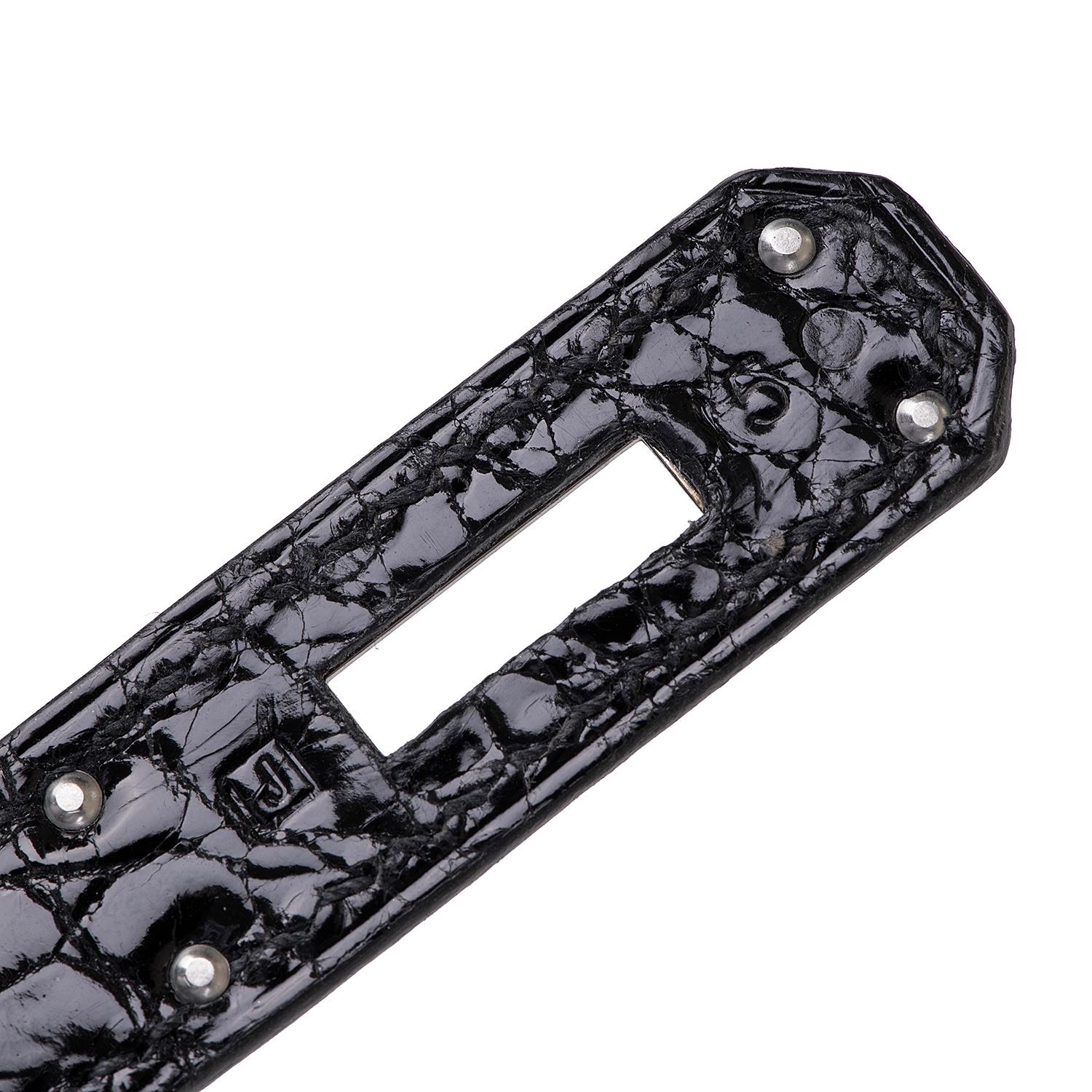 Rare Hermes Black Crocodile Kelly 32 Bag with Palladium Hardware - Pristine 1