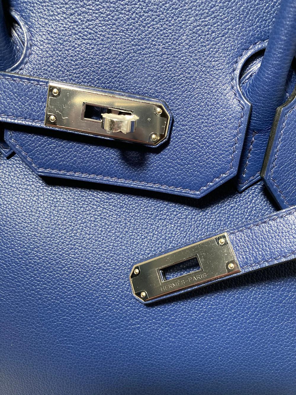 Rare Hermes Blue Sapphire Taurillon Novillo Sea Surf & Fun Birkin 35 3