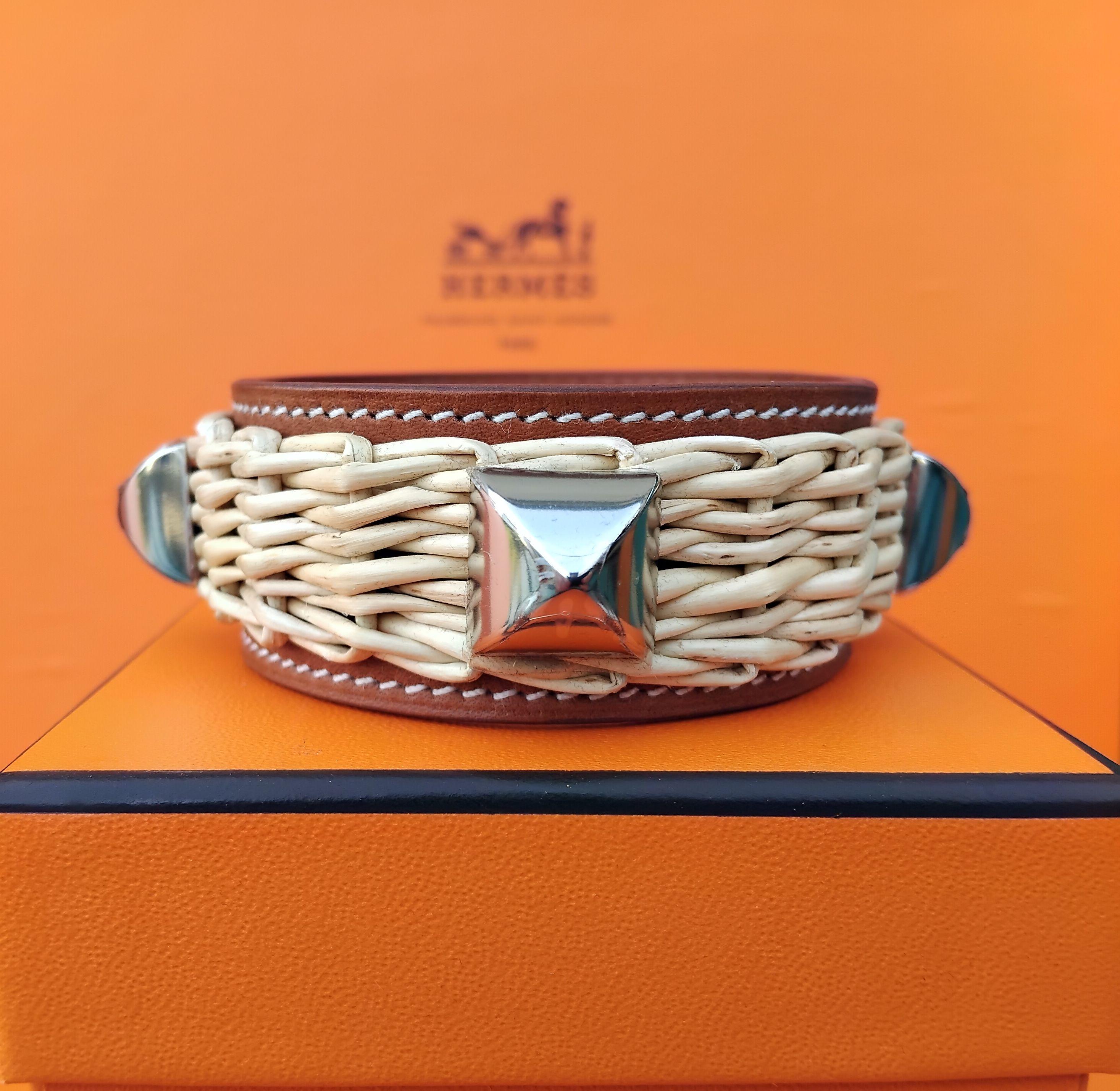 Seltene Hermès Armband Medor CDC Picknick Osier Wicker Line Barenia Größe S  Damen im Angebot