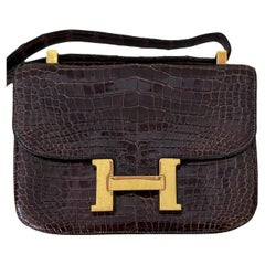 RARE Hermes Braun Alligator Constance Tasche
