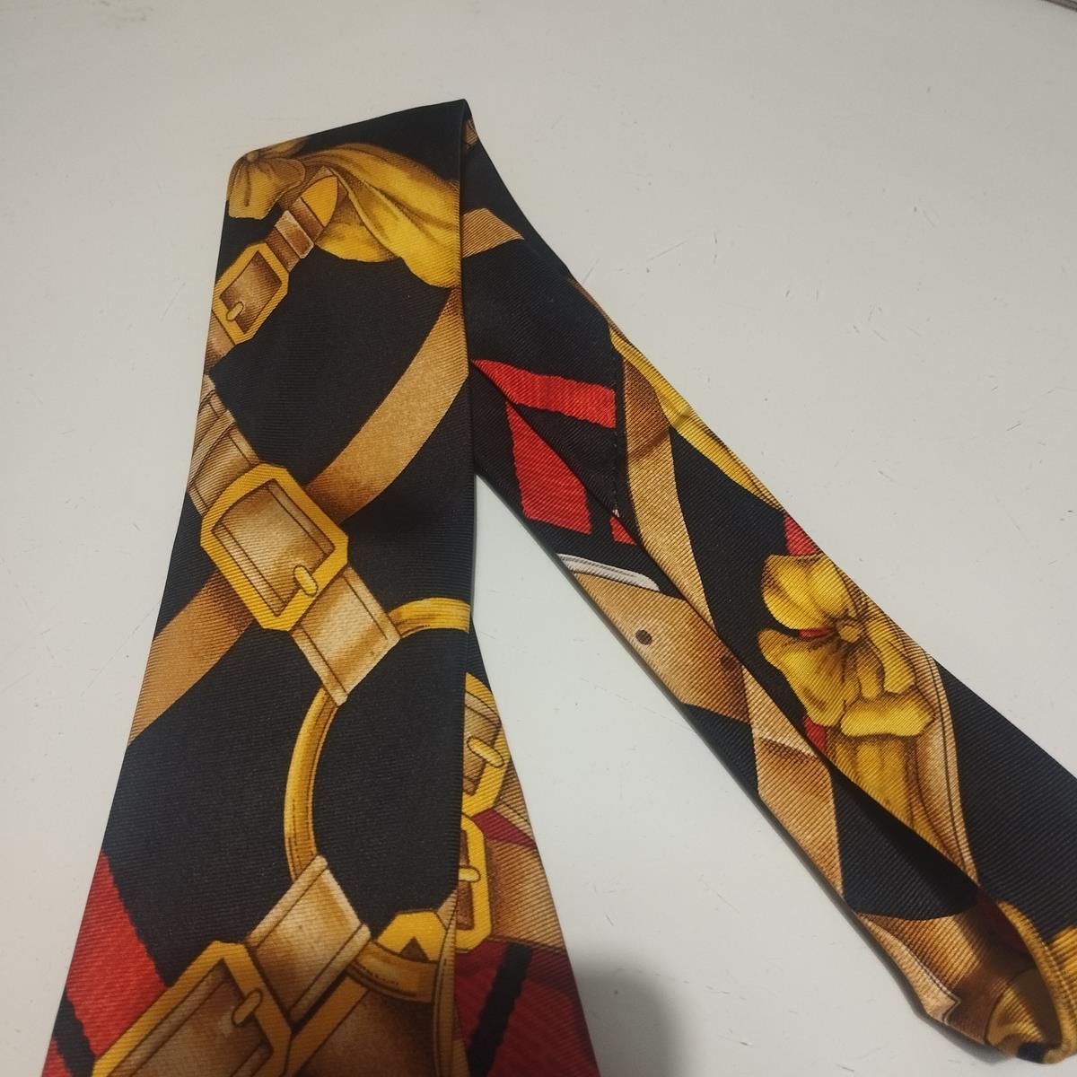 Men's Rare Hermès Buckles Silk Tie For Sale