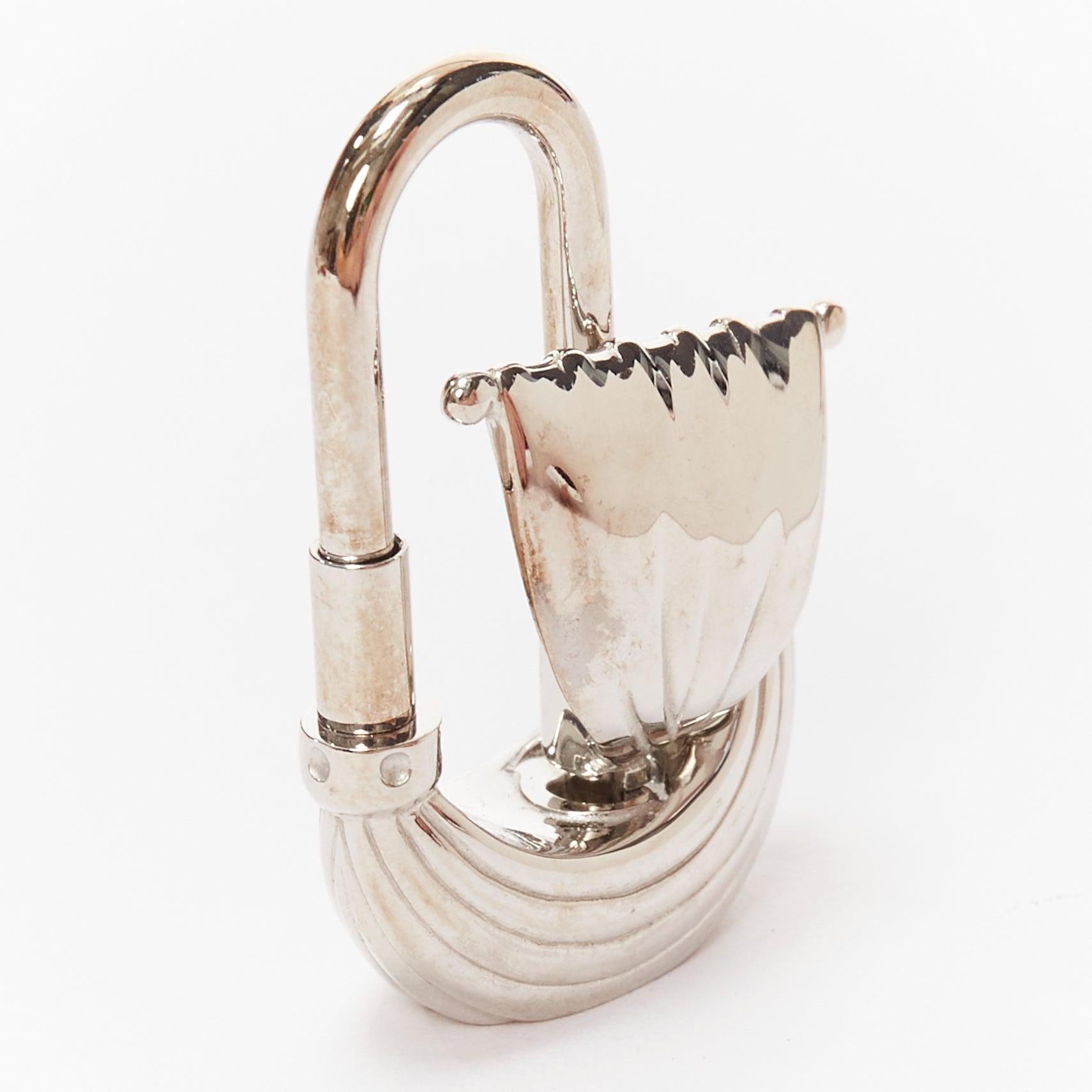 Beige rare HERMES Caedna Yacht Paris Air pallladoim silver sailboat lock bag charm