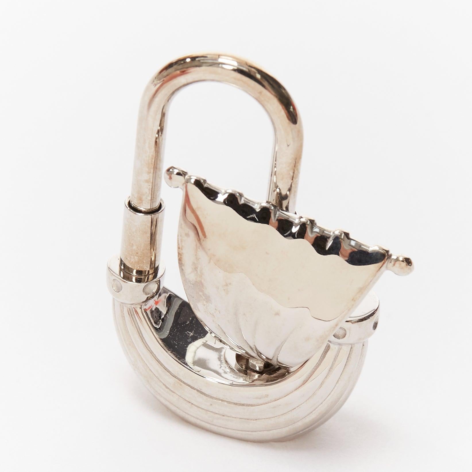 rare HERMES Caedna Yacht Paris Air pallladoim silver sailboat lock bag charm In Good Condition In Hong Kong, NT