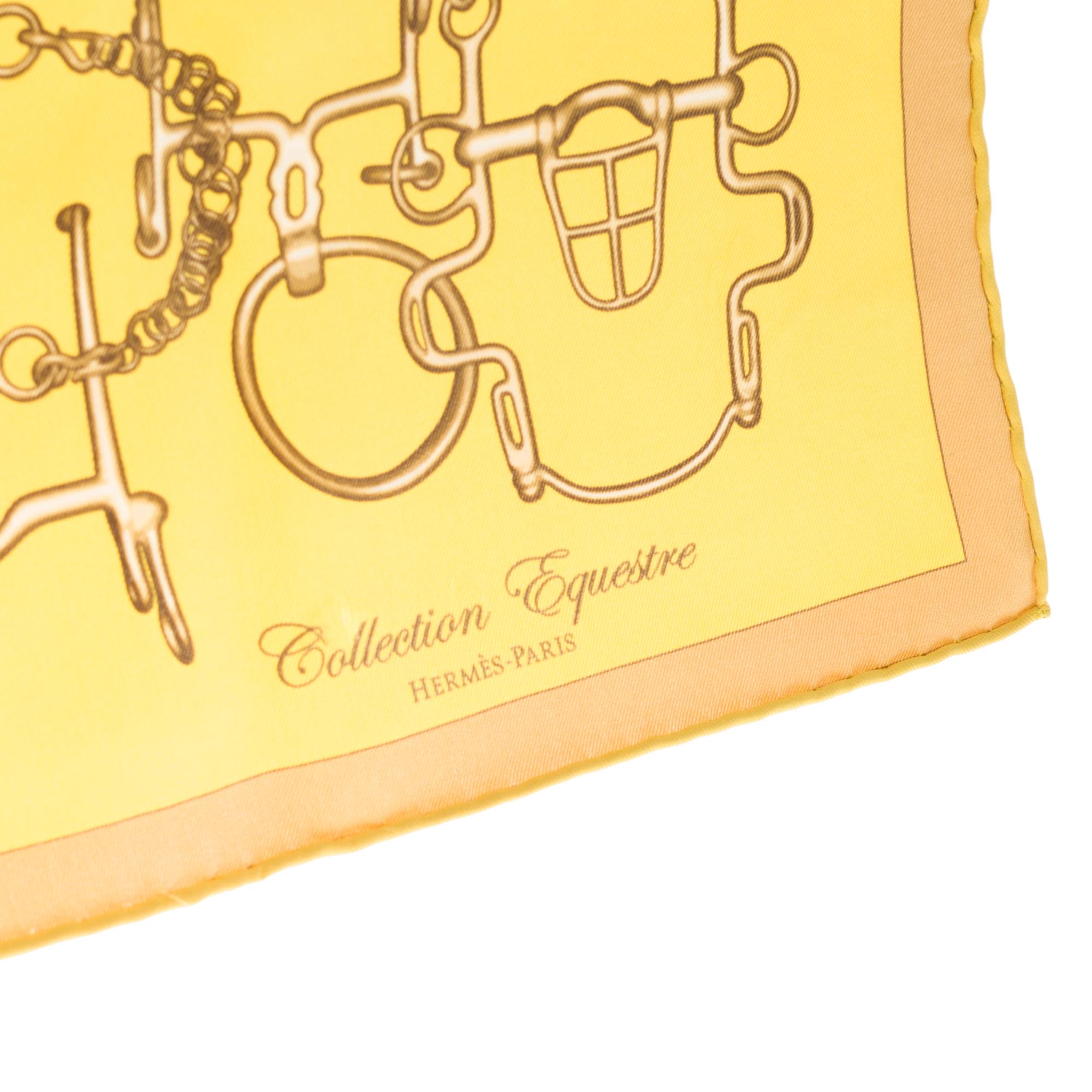 Yellow Rare Hermès Carré in yellow silk twill 