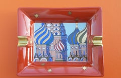 RARE Hermès Cigar Ashtray Saint Basil Cathedral Print in Porcelain Russia Moscow