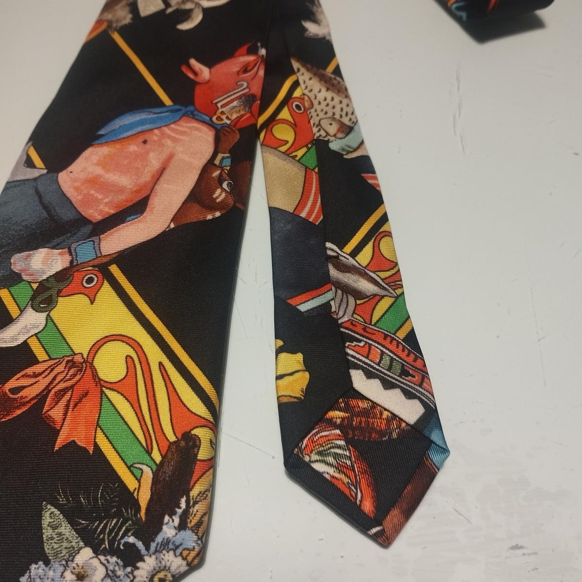 Black Rare Hermès Circus Silk Tie For Sale