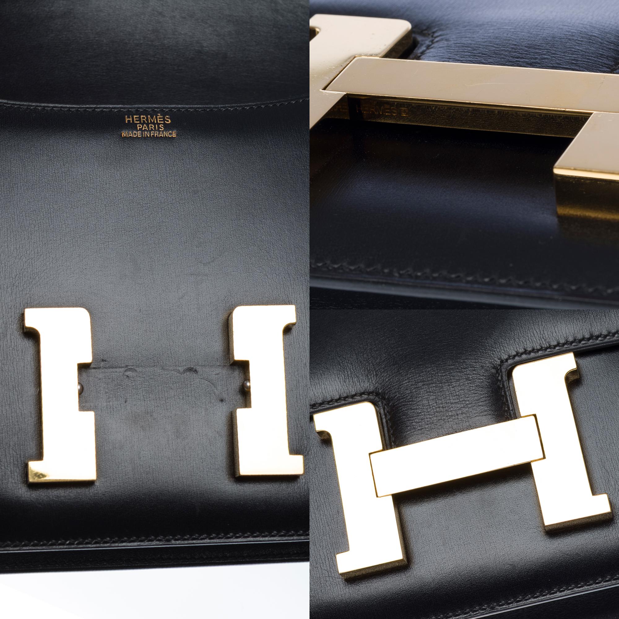 Rare Hermès Constance 23 shoulder bag in  Black Box Calfskin Leather , GHW For Sale 2