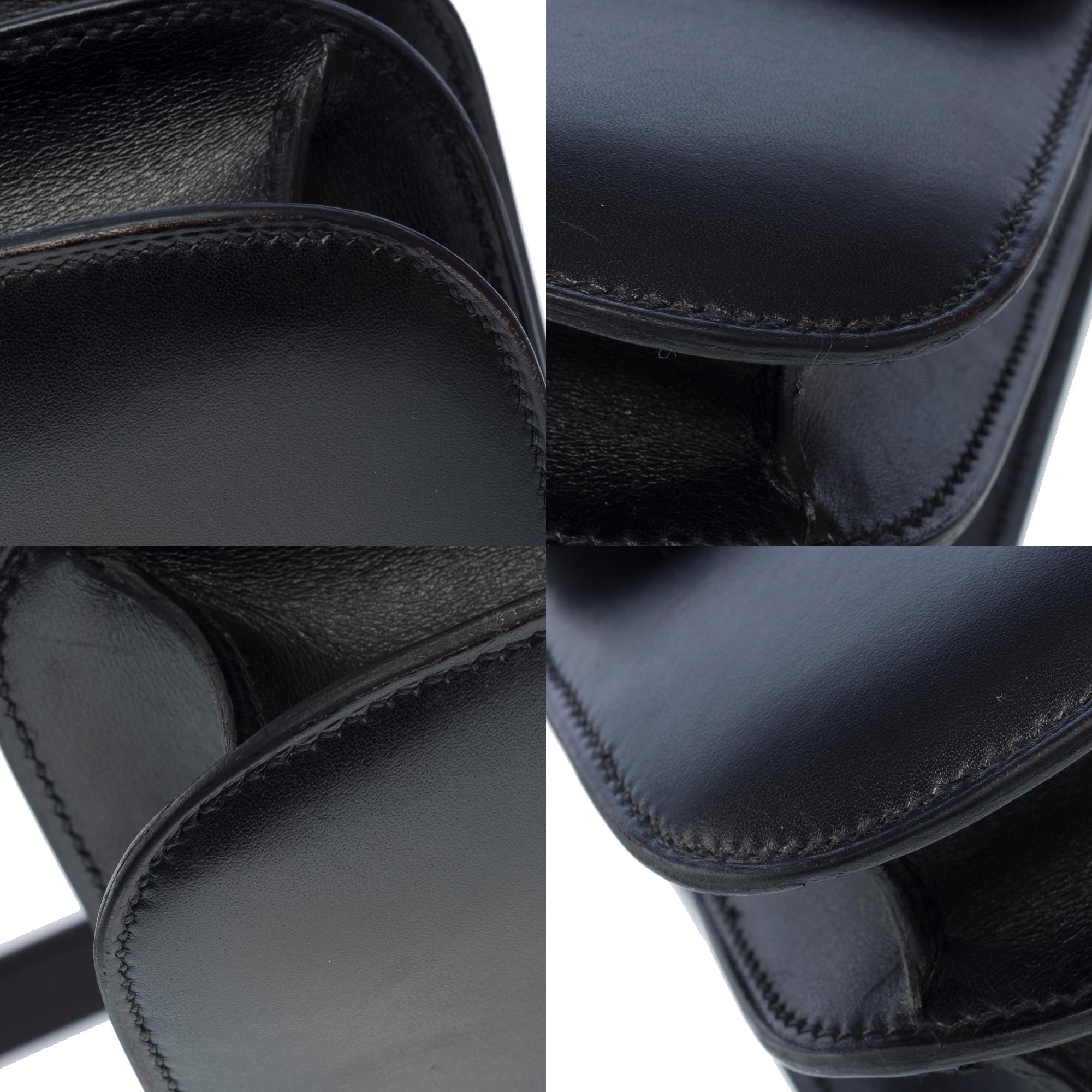Rare Hermès Constance 23 shoulder bag in black box calfskin leather , PHW For Sale 7