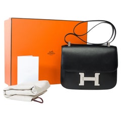 Rare Hermès Constance 23 shoulder bag in black box calfskin leather , PHW