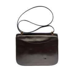 Rare Hermes Constance 23 shoulder bag in brown calfskin leather, gold hardware !