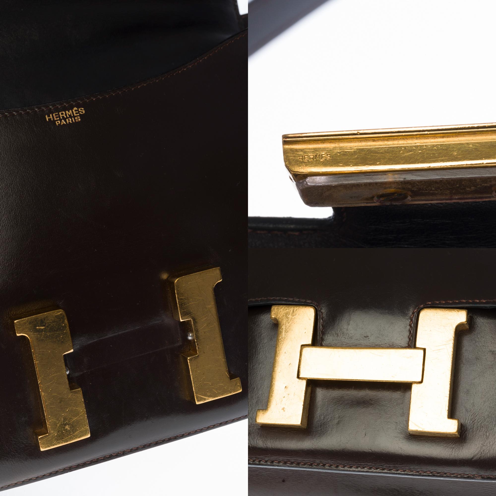 Women's Rare Hermes Constance 23 shoulder bag in brown calfskin leather, gold hardware !