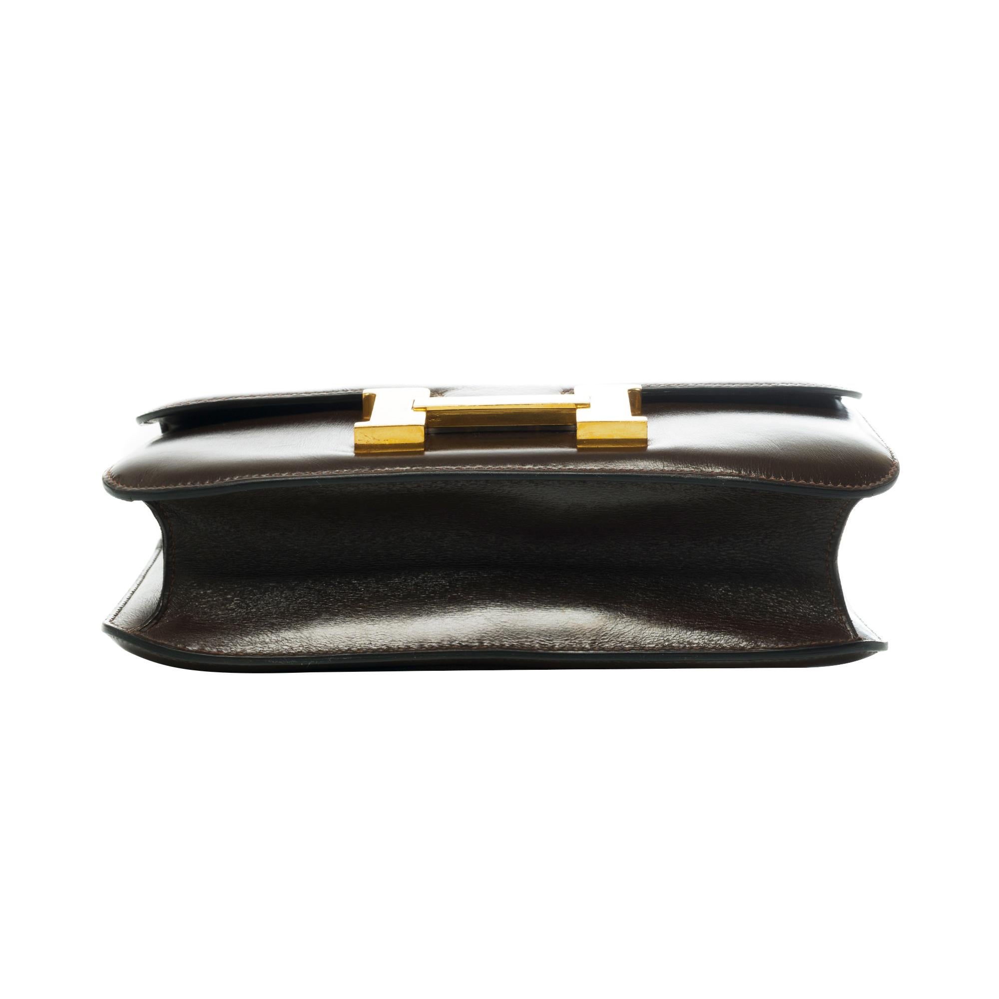 Rare Hermes Constance 23 shoulder bag in brown calfskin leather, gold hardware ! 3