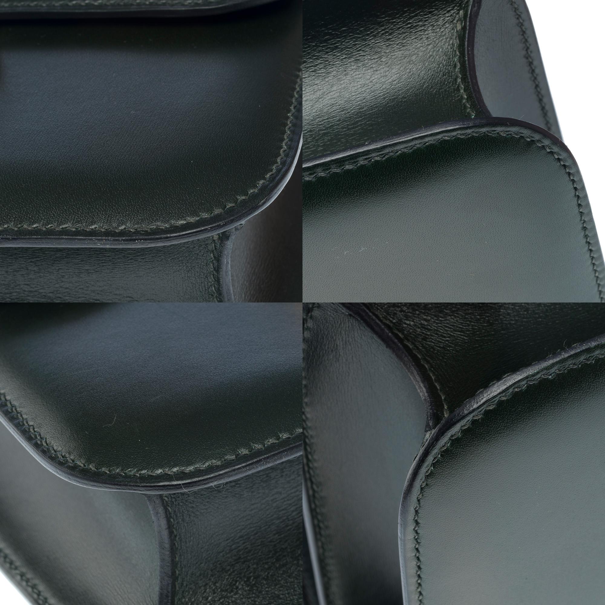 Rare Hermès Constance 23 shoulder bag in dark green box calfskin leather , GHW For Sale 8