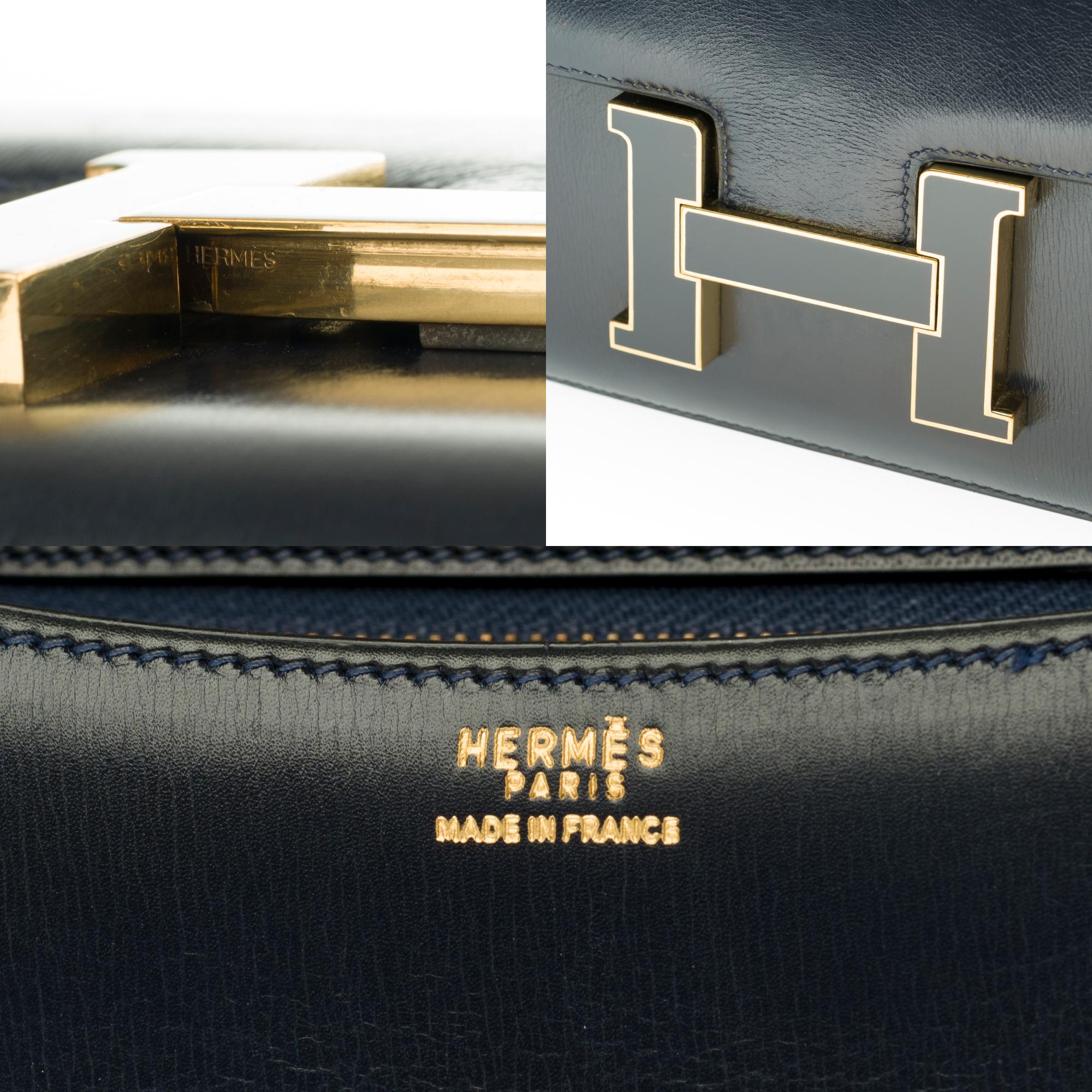 Women's Rare Hermes Constance 23 shoulder bag in navy blue calfskin with gold hardware !