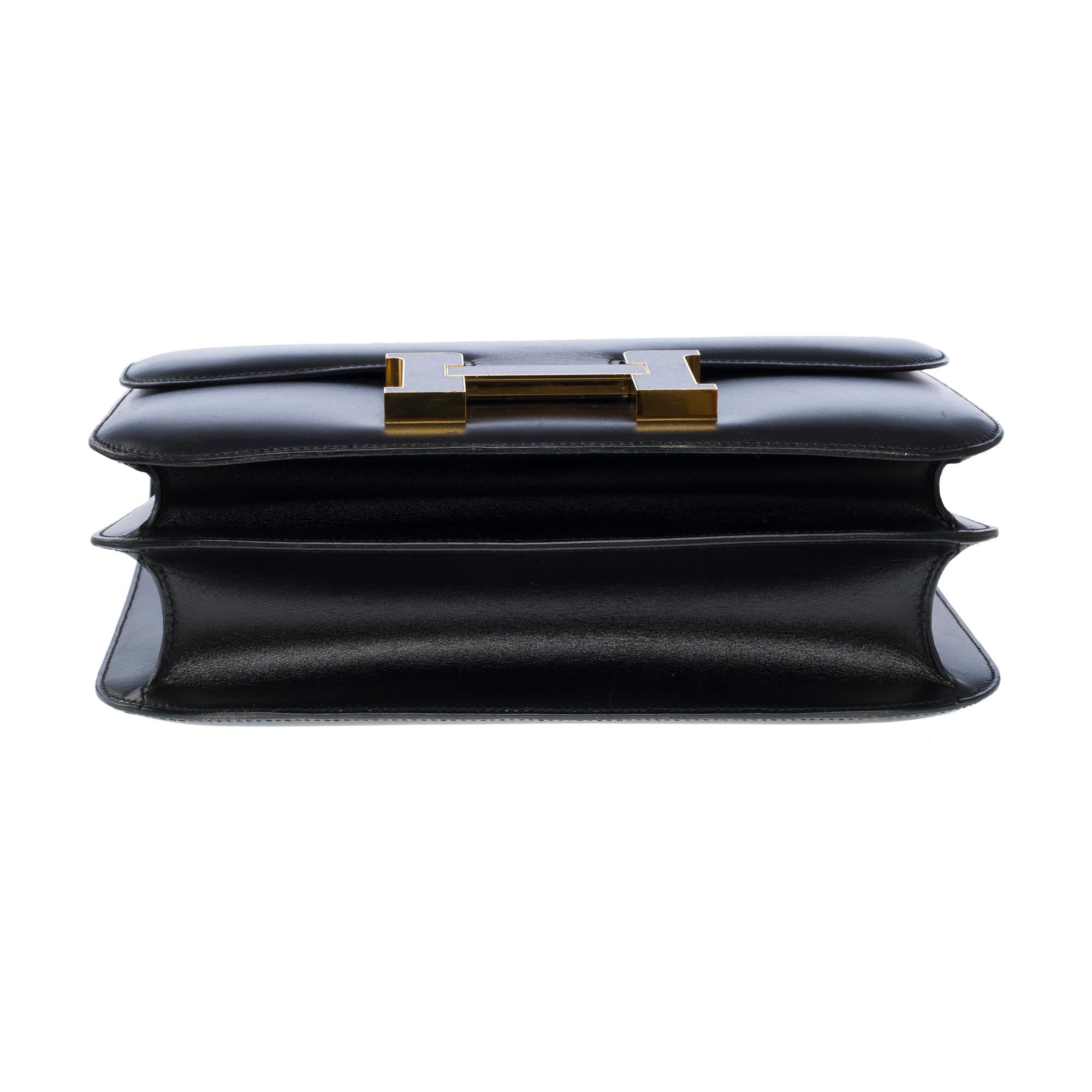  Rare Hermès Constance Cartable shoulder bag in Black Box Calf leather , GHW For Sale 7