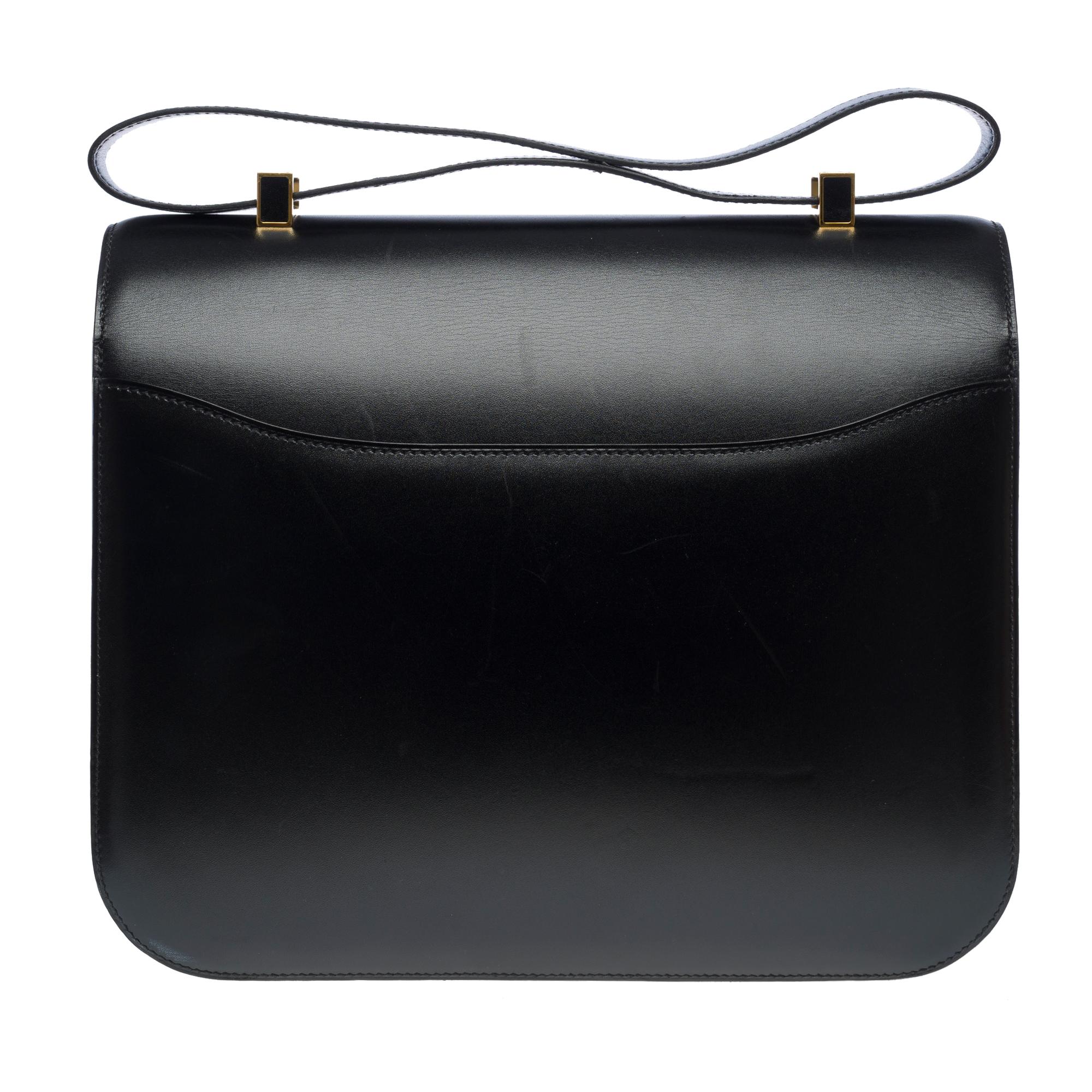 Women's  Rare Hermès Constance Cartable shoulder bag in Black Box Calf leather , GHW For Sale