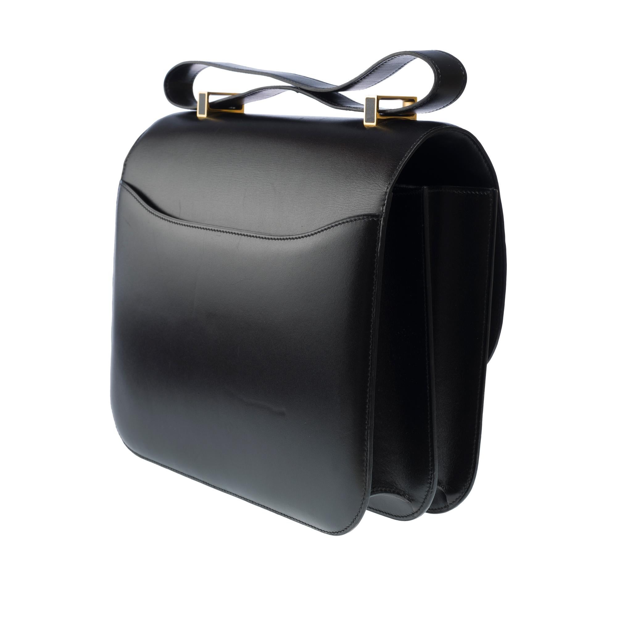  Rare Hermès Constance Cartable shoulder bag in Black Box Calf leather , GHW For Sale 2