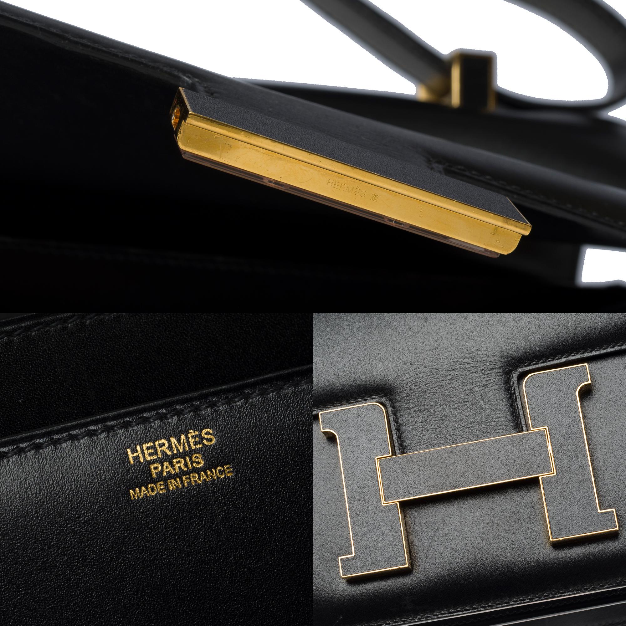  Rare Hermès Constance Cartable shoulder bag in Black Box Calf leather , GHW For Sale 3
