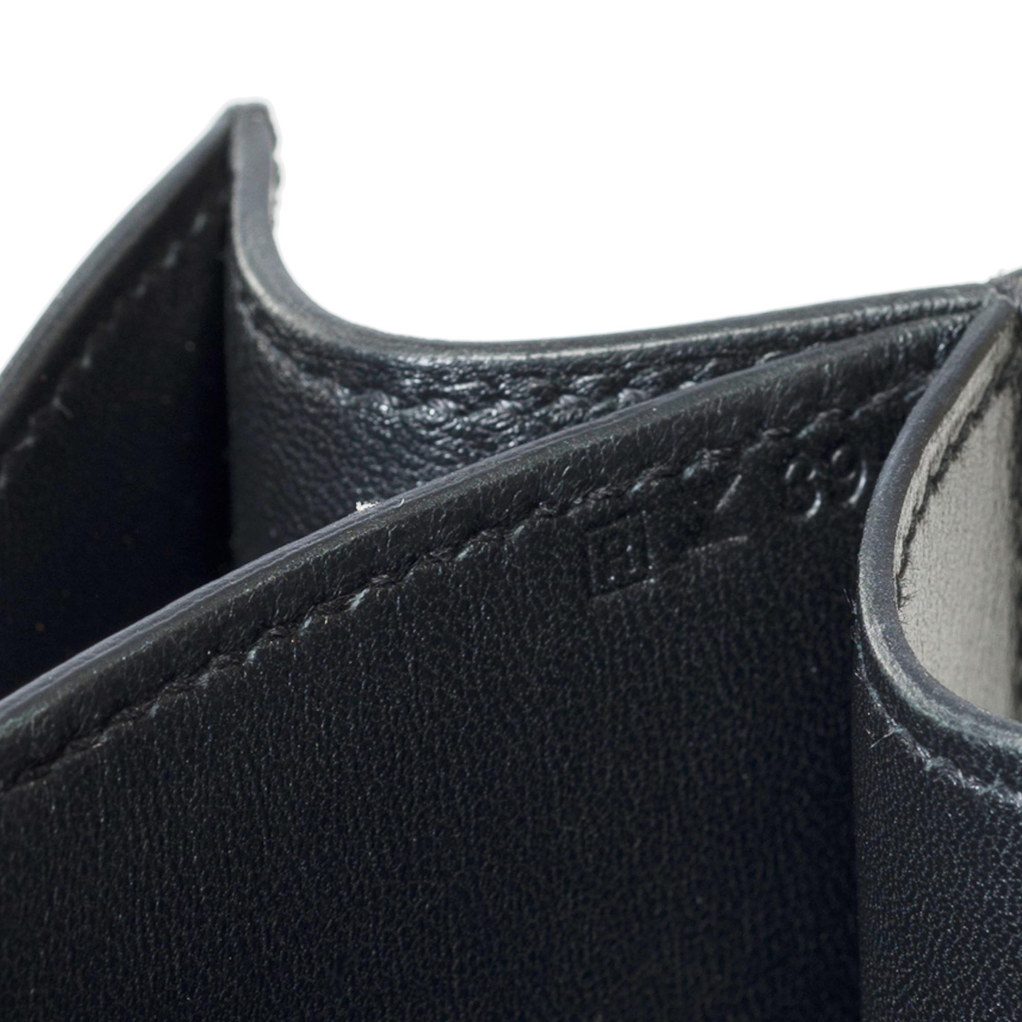 Rare Hermès Constance Cartable shoulder bag in Black Box Calf leather , GHW 4