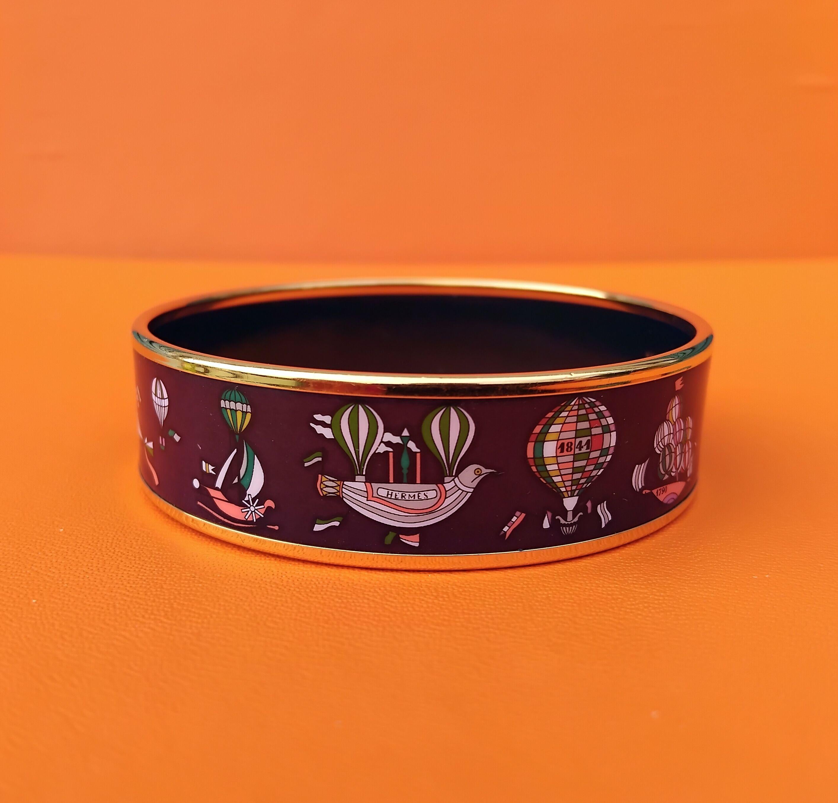 Rare bracelet en émail Hermès Les Folies Du Ciel Violet Ghw Taille 65 en vente 2