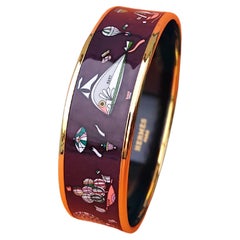 Rare Hermès Enamel Bracelet Les Folies Du Ciel Purple Ghw Size 65