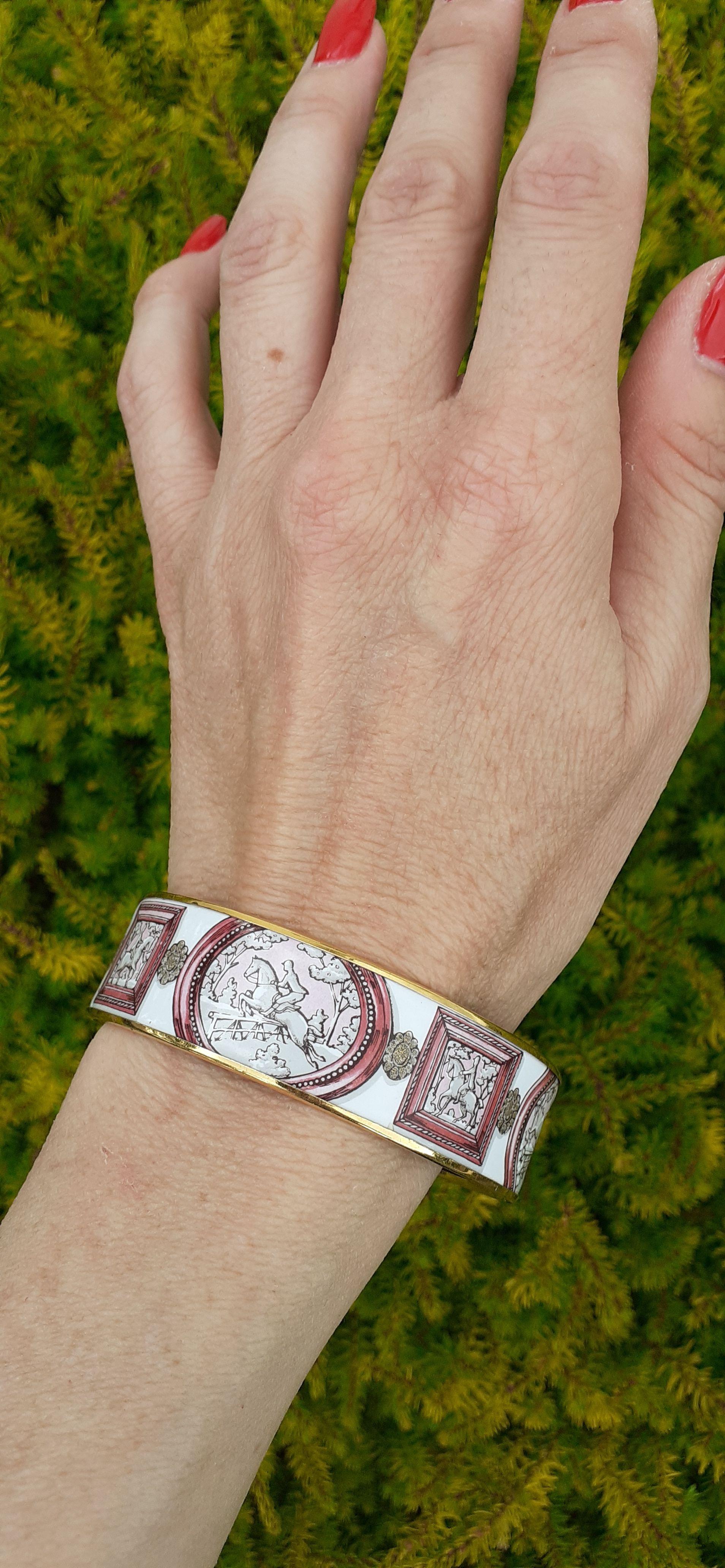 Rare bracelet Hermès en émail Wedgwood rose Taille GM 70 en vente 10