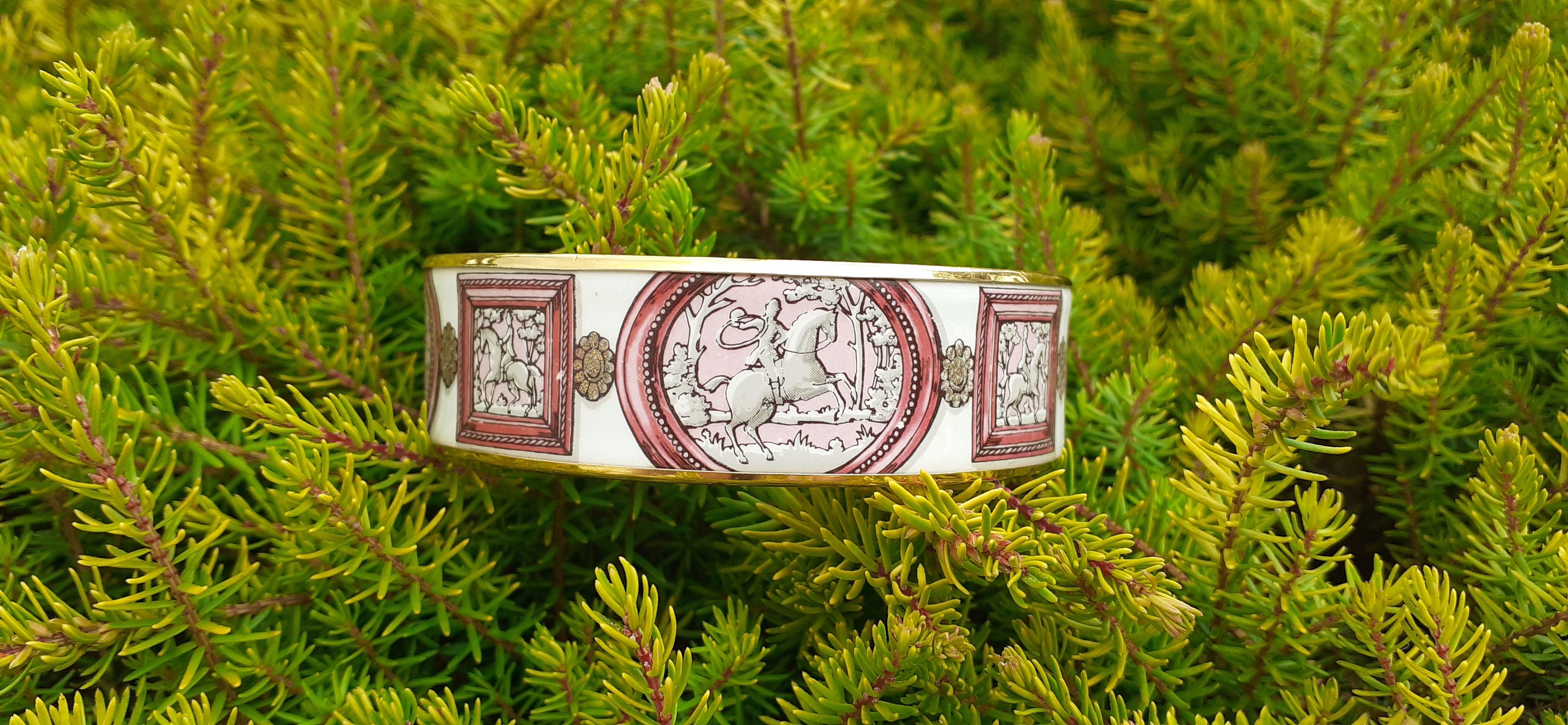 Seltenes Hermès Emaille-Armband Wedgwood Rosa Ghw Größe GM 70 im Angebot 6