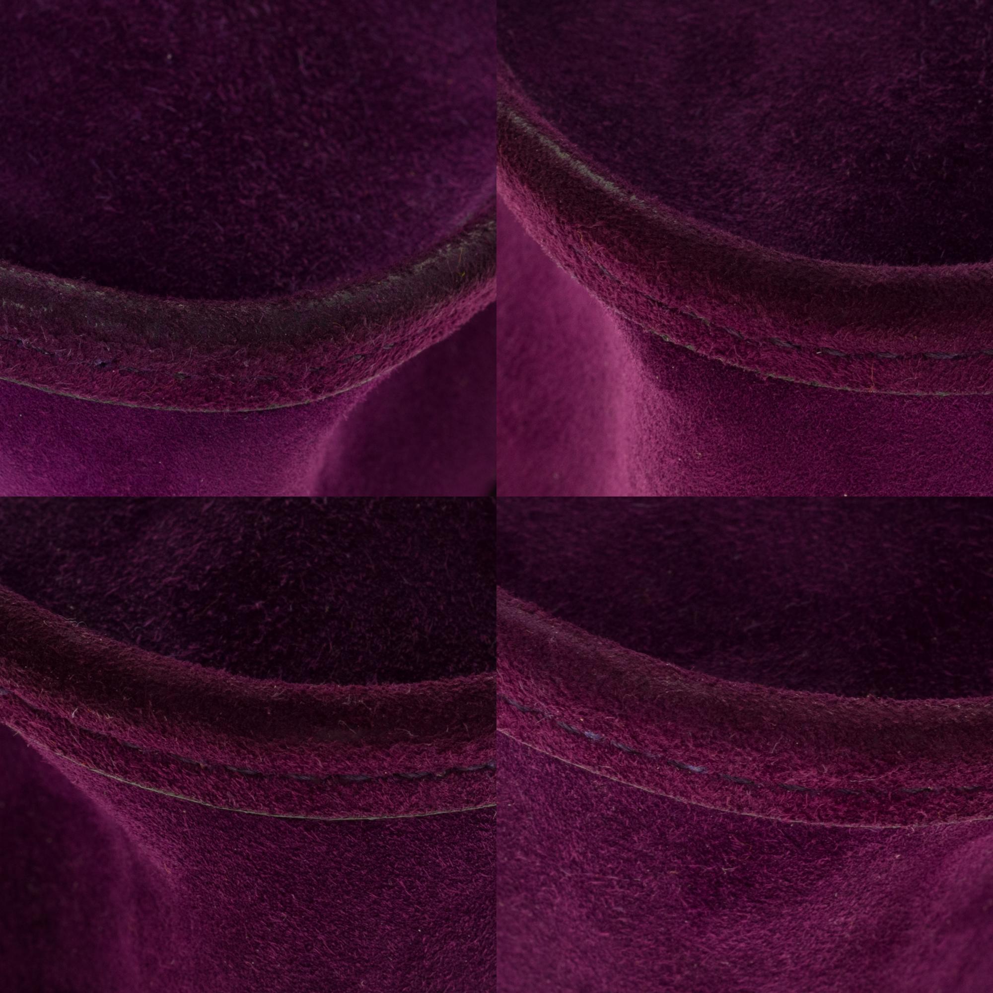 Rare Hermès Evelyne TPM handbag in purple suede, new condition ! 4