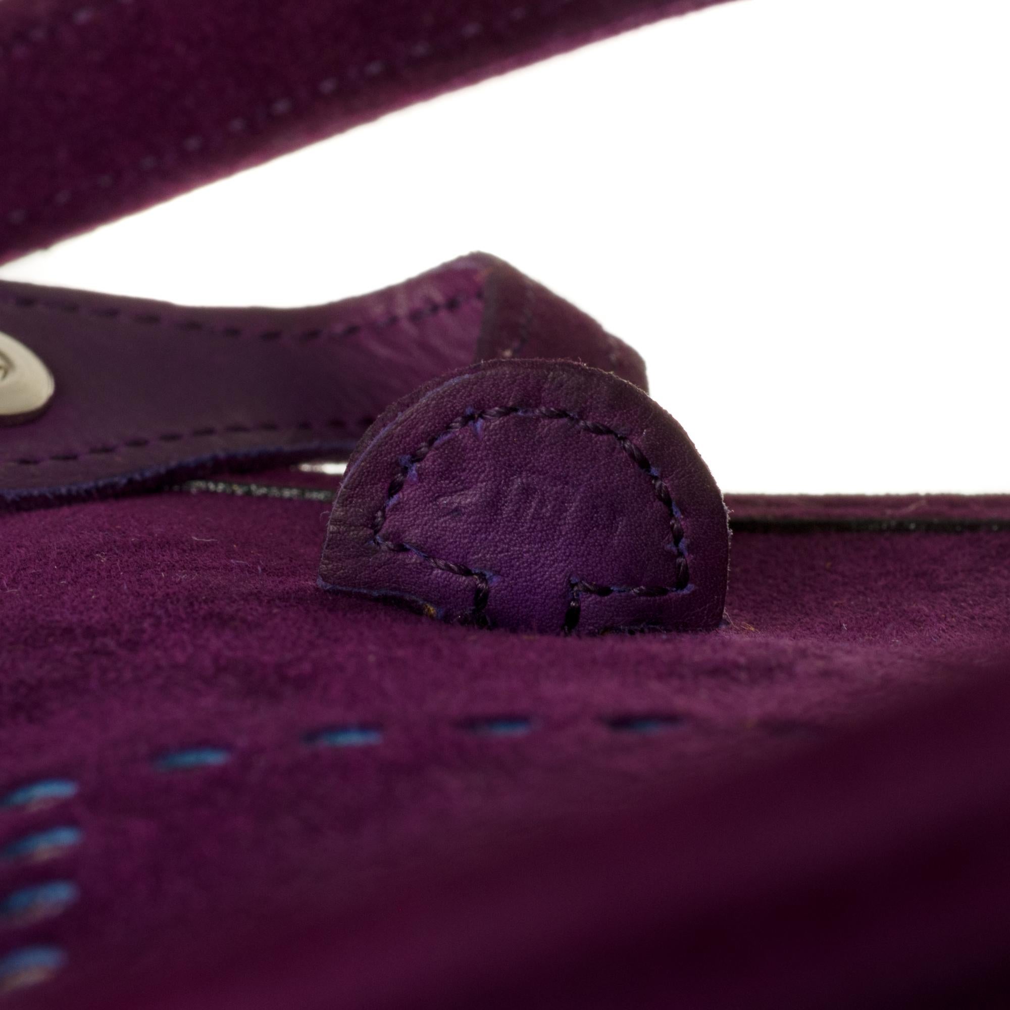 Women's Rare Hermès Evelyne TPM handbag in purple suede, new condition !