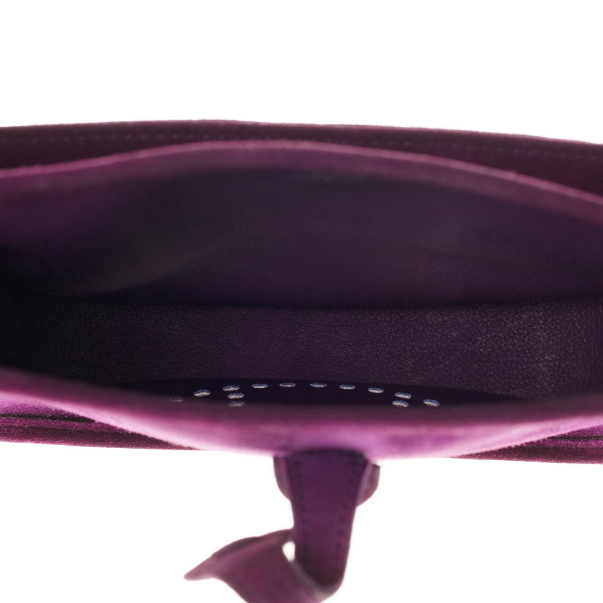 Rare Hermès Evelyne TPM handbag in purple suede, new condition ! 1