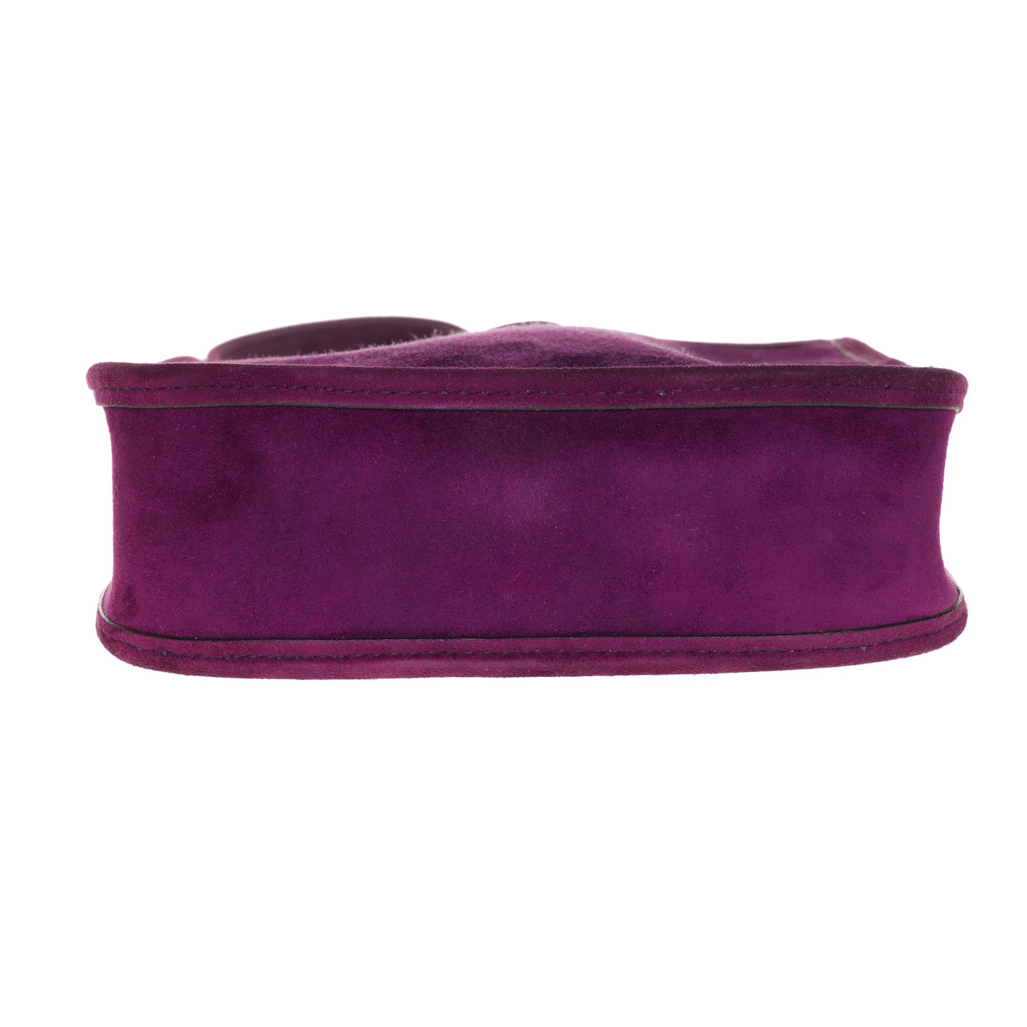 Rare Hermès Evelyne TPM handbag in purple suede, new condition ! 3
