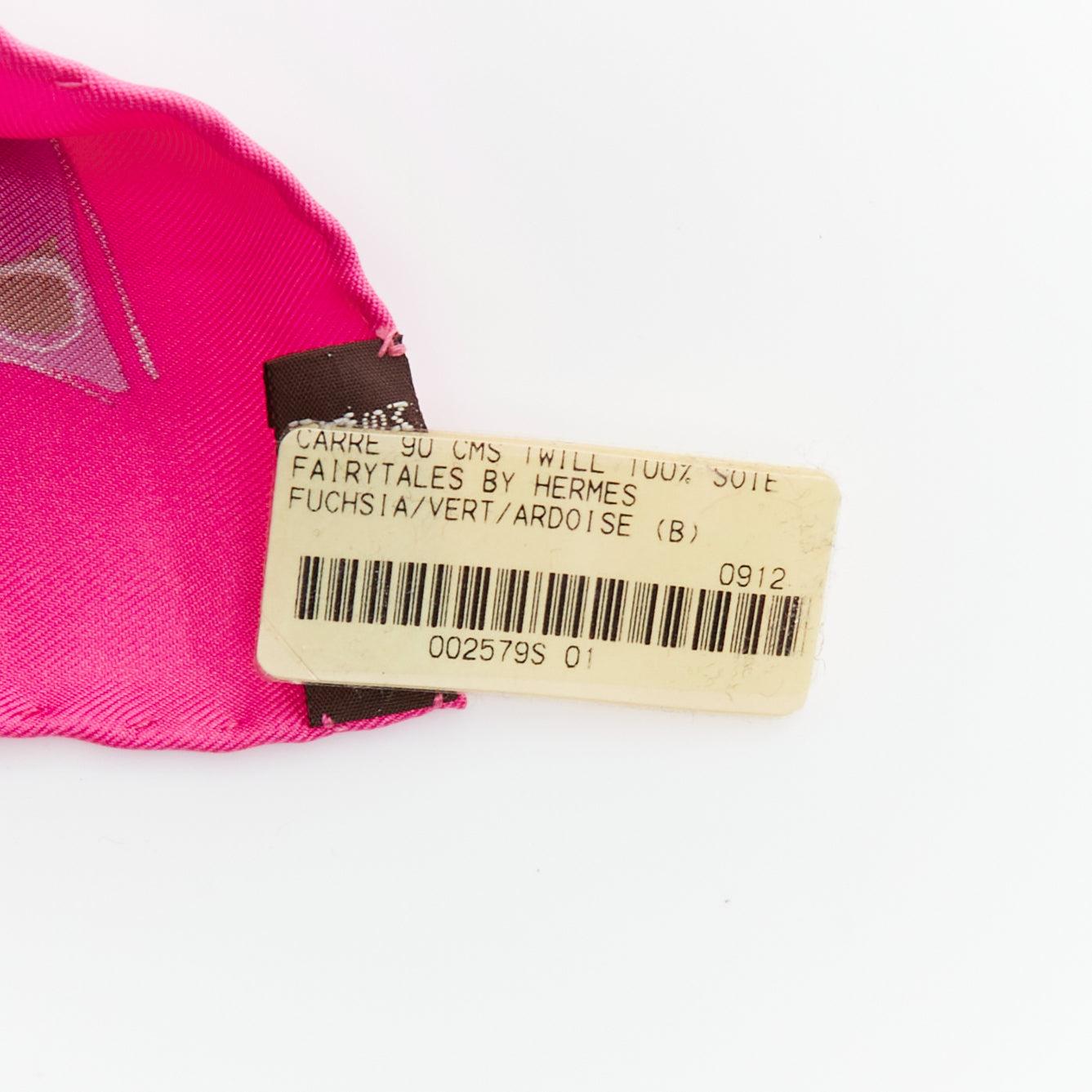 Seltener HERMES Fairytales Philippe Dauchez Carre Schal mit rosa Twill-Druck 90cm im Angebot 4