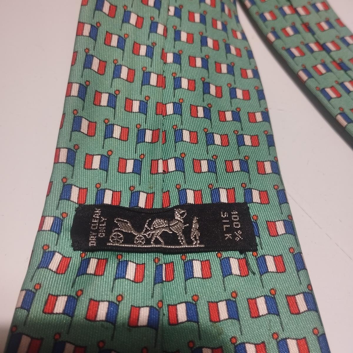 Men's Rare Hermès French Flag Silk Tie For Sale