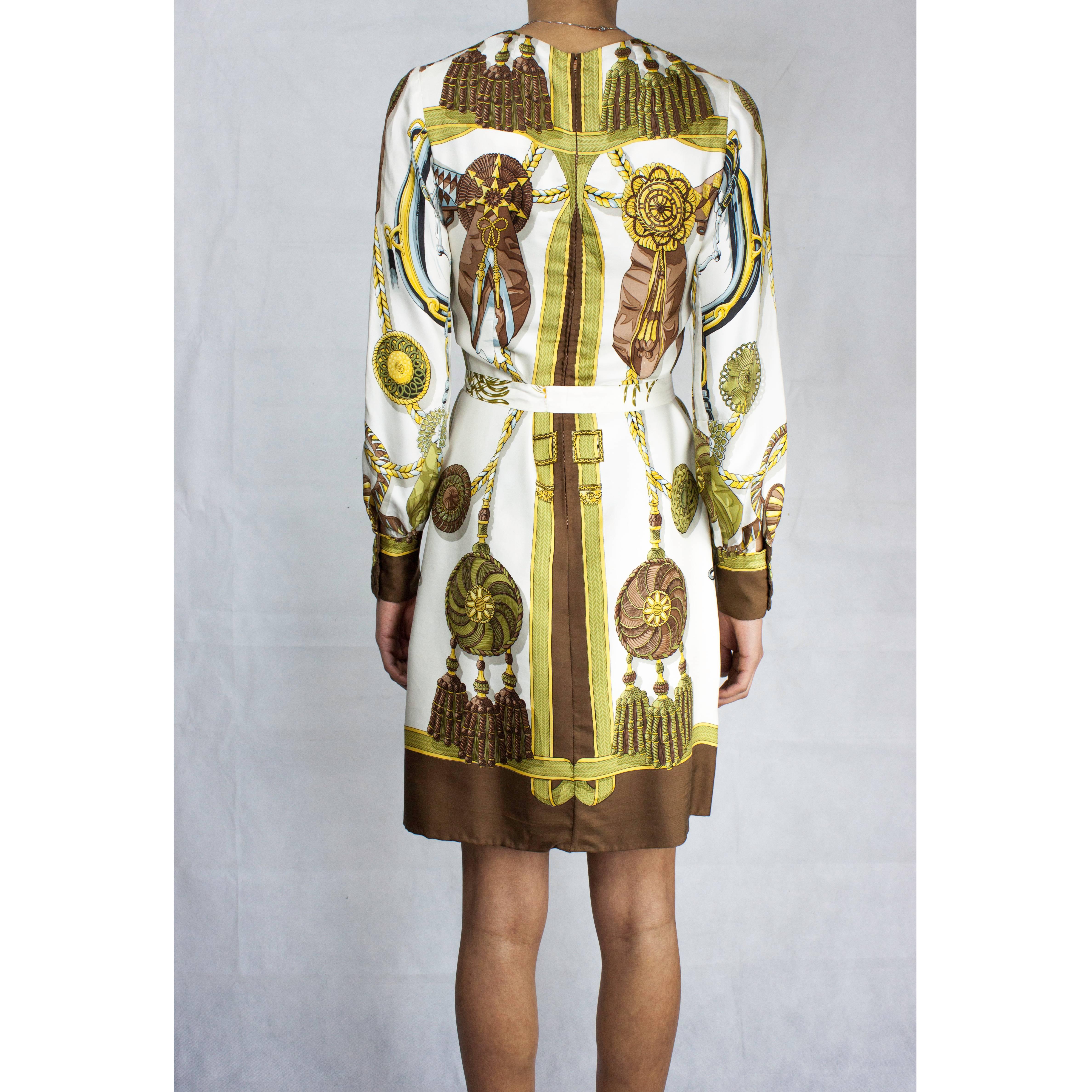 Rare Hèrmes “Frontlets and Medallions” Limited edition silk dress, circa 1968 1