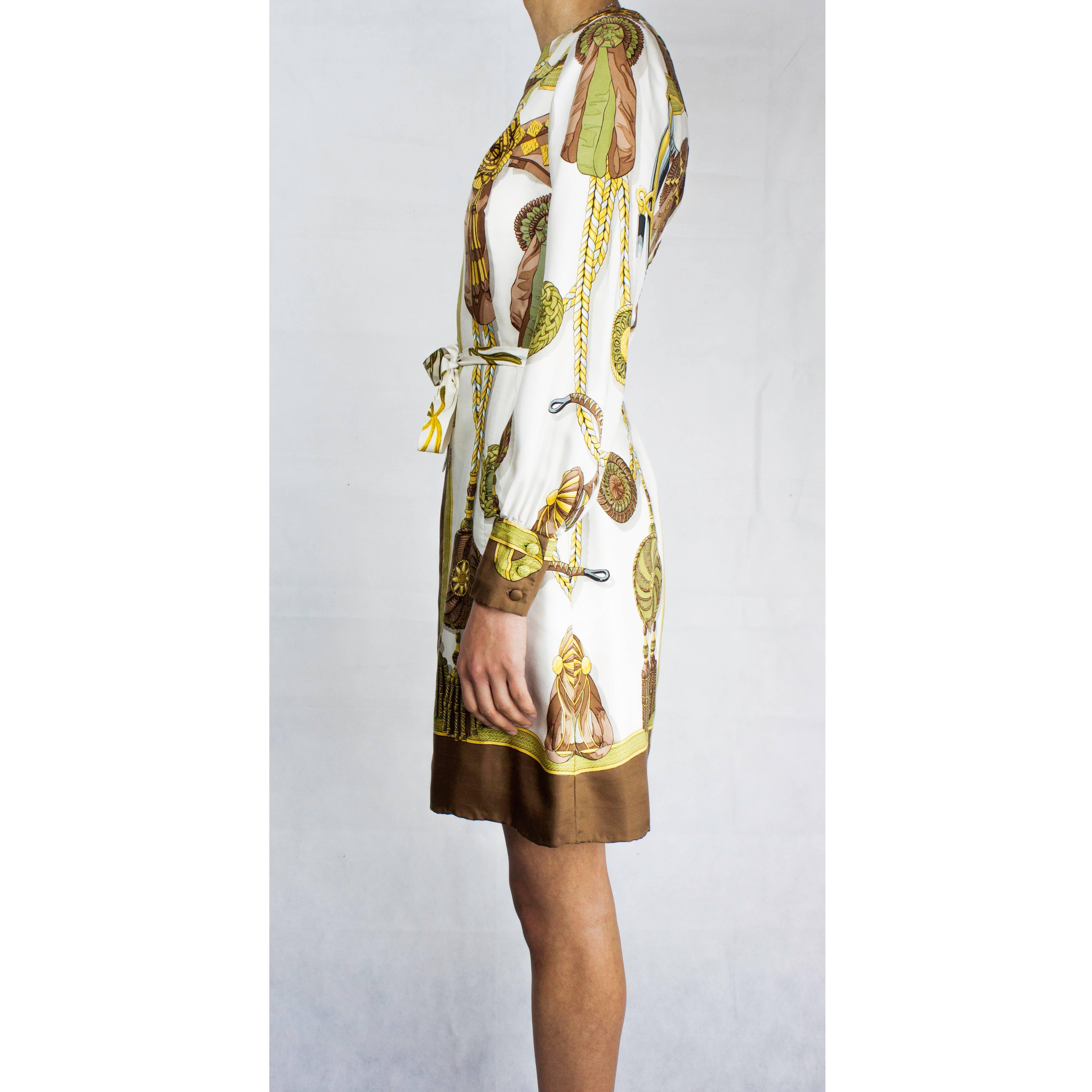 Rare Hèrmes “Frontlets and Medallions” Limited edition silk dress, circa 1968 3