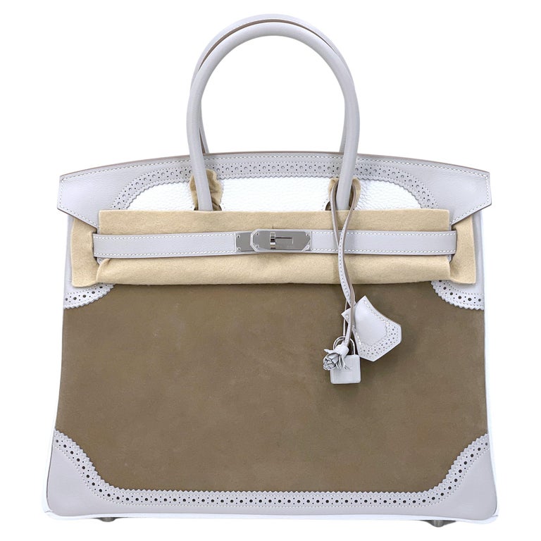 Hermes Limited Edition 40cm Mykonos & White Clemence Leather Eclat