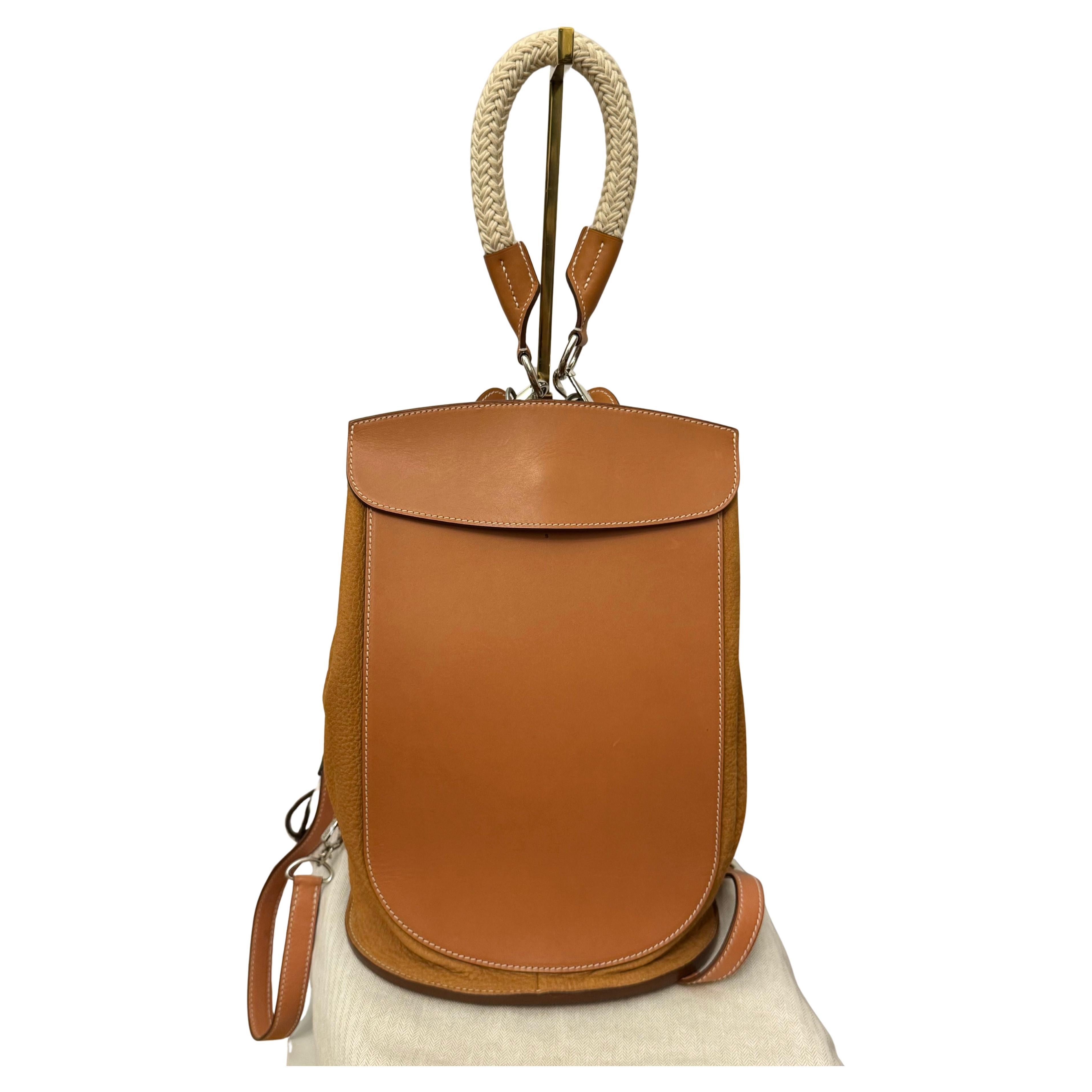 Rare Hermes gold leather Sherpa bag/ backpack