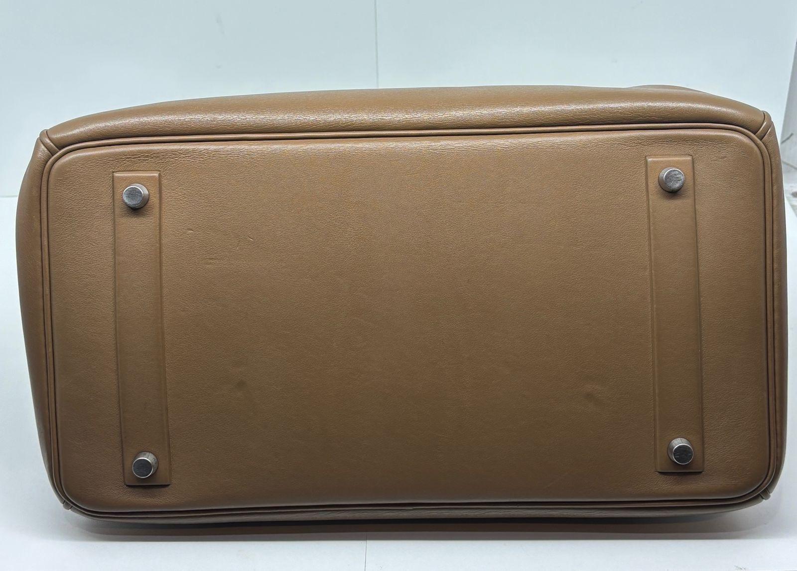 Rare Hermes Gold Swift Leather Shadow Birkin 35 Bag 6