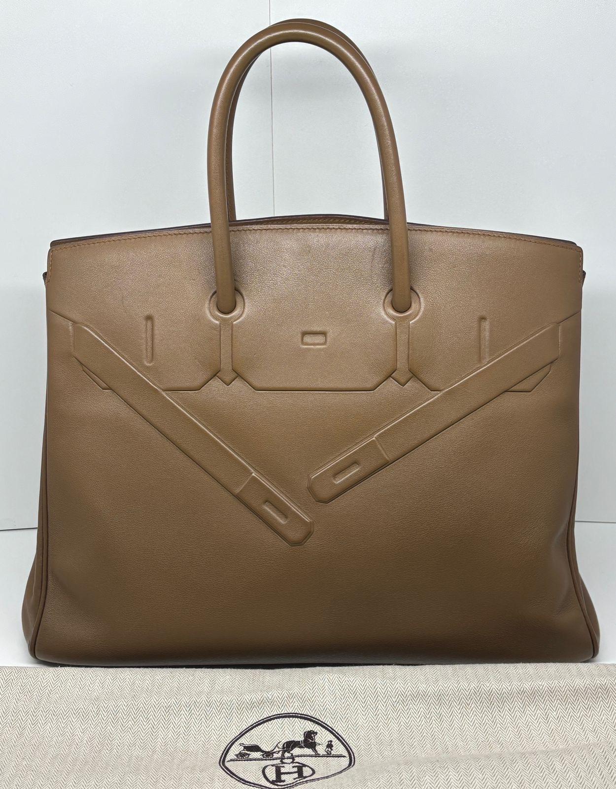 Women's or Men's Rare Hermes Gold Swift Leather Shadow Birkin 35 Bag