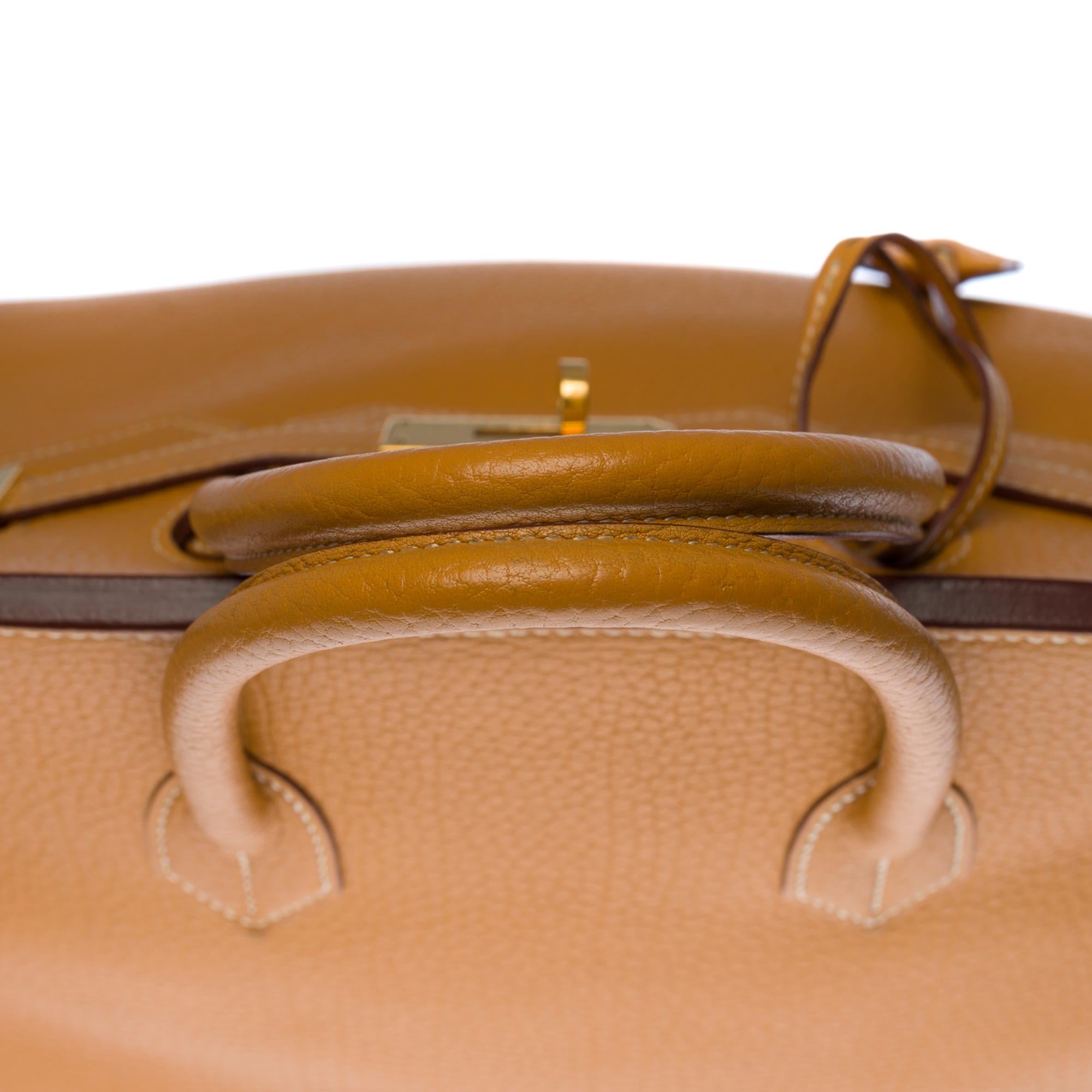 Rare Hermès Haut-à-Courroies (HAC) handbag in Gold Vache Ardennes leather, GHW 1