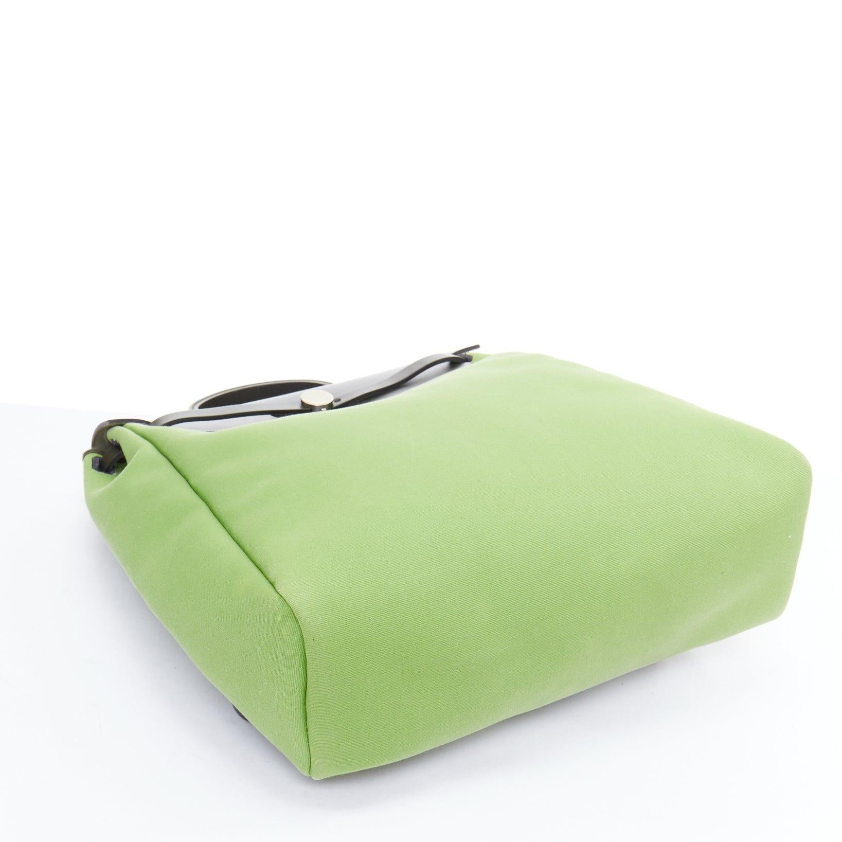 rare HERMES Herbag A Dos Vert Criquet green black canvas palladium backpack For Sale 1