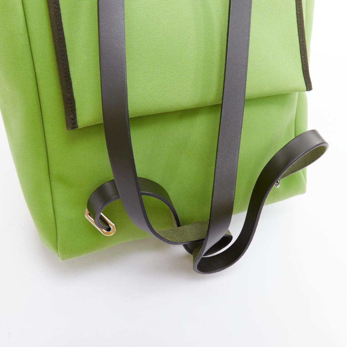 rare HERMES Herbag A Dos Vert Criquet green black canvas palladium backpack For Sale 4