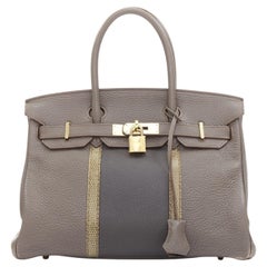 rare HERMES Jean Paul Gaultier Birkin 30 Club grey leather top handle bag
