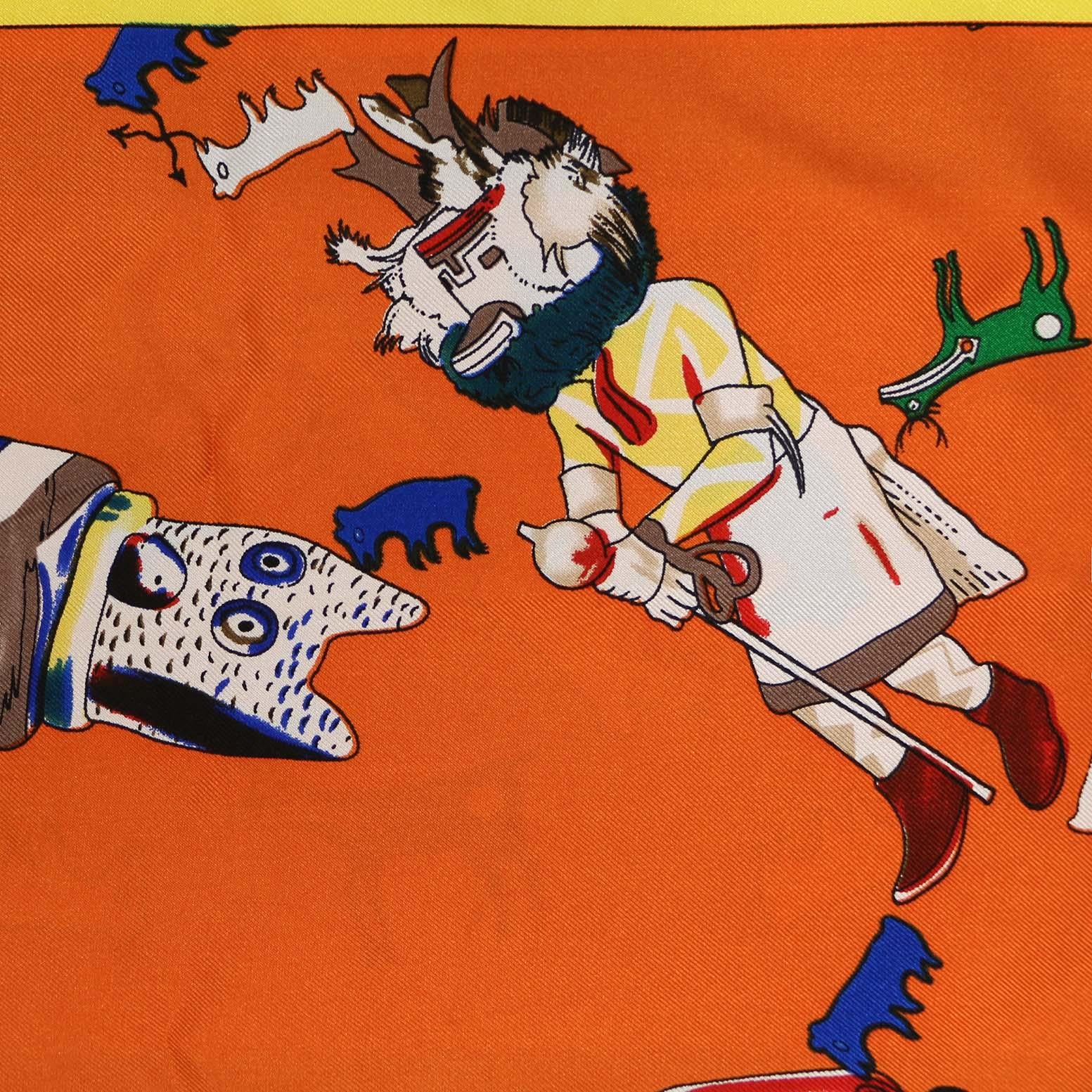 Brown Rare Hermès Kachinas large Twilly For Sale